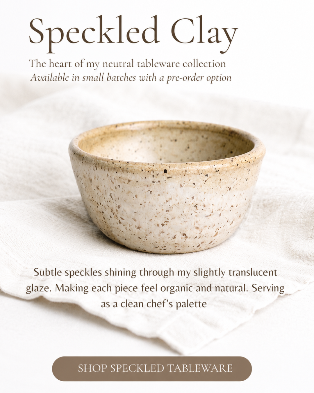 handmade speckled stoneware bowl from hayes ceramics neutral tableware collection