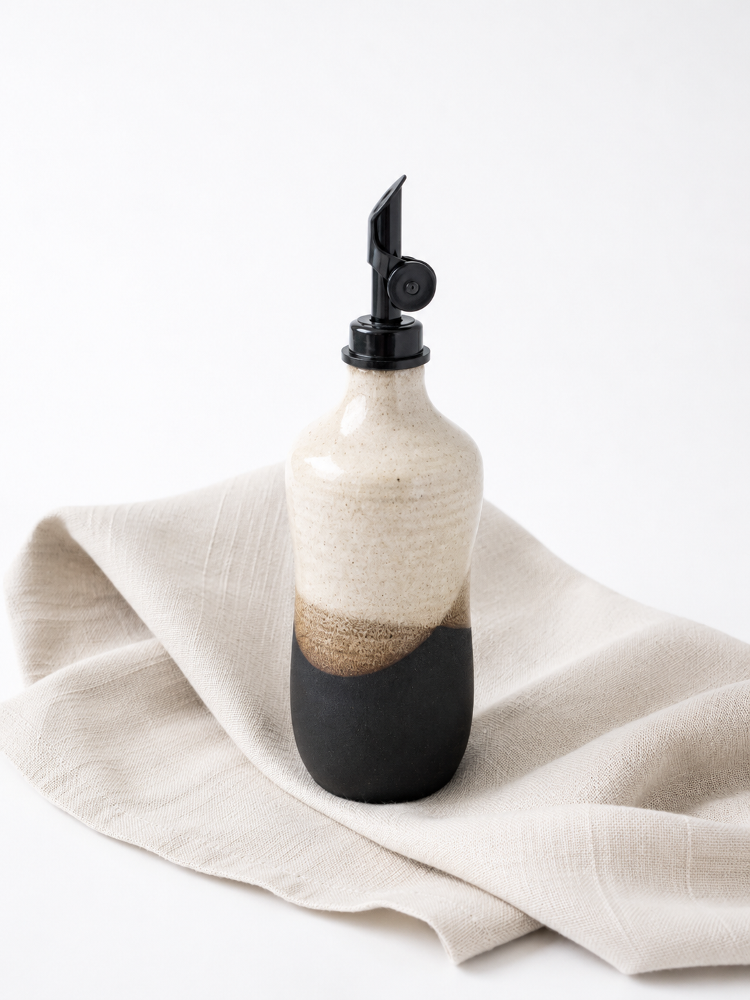 Handmade stoneware olive oil bottle with pour spout by Hayes Ceramics