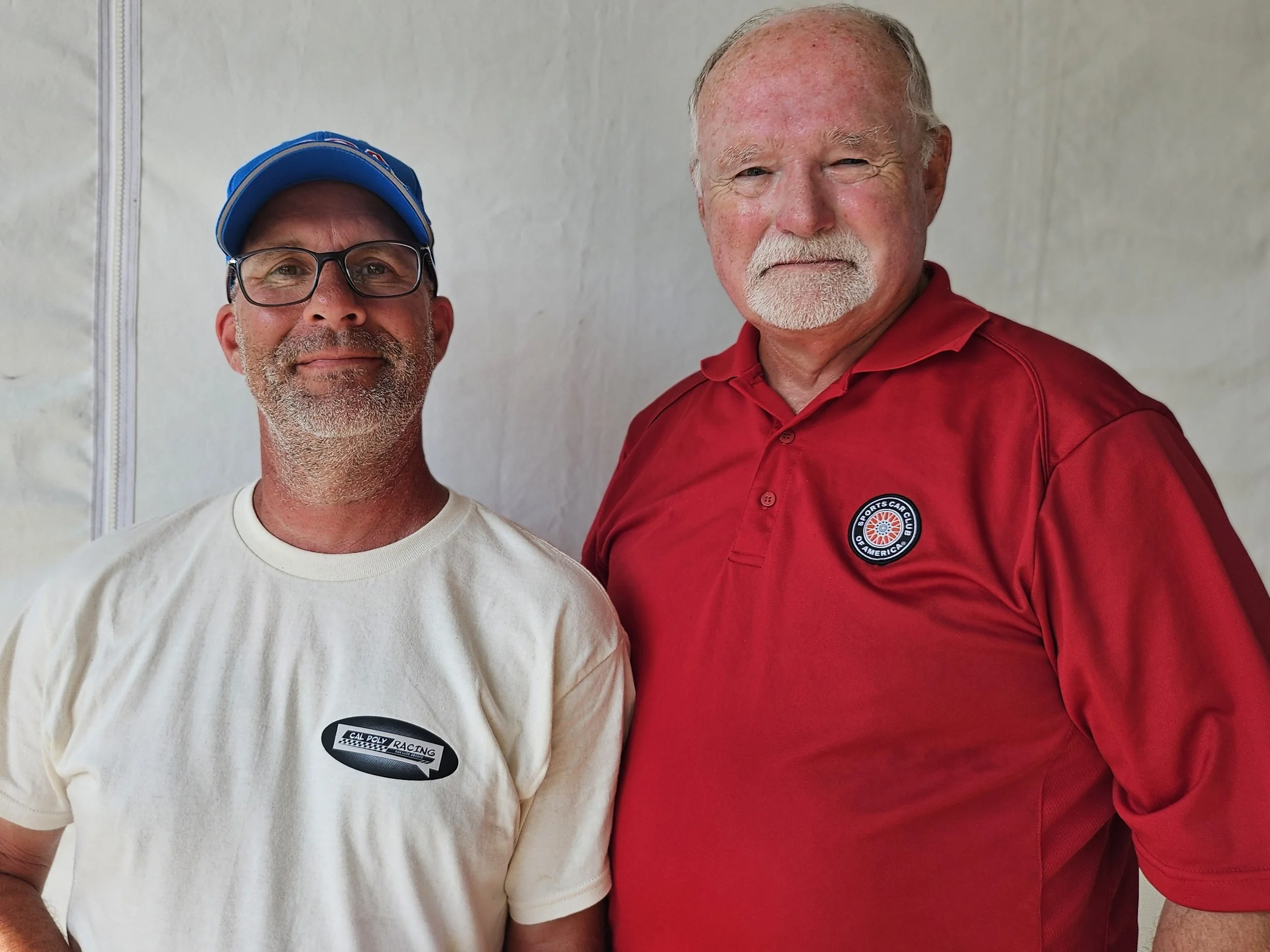  Carroll Smith Mentor Cup winner Prof. John Fabijanic, at Cal Poly, San Luis Obispo (left) and SCCA Foundation BOD member and FSAE liaison Raleigh Boreen (right). 