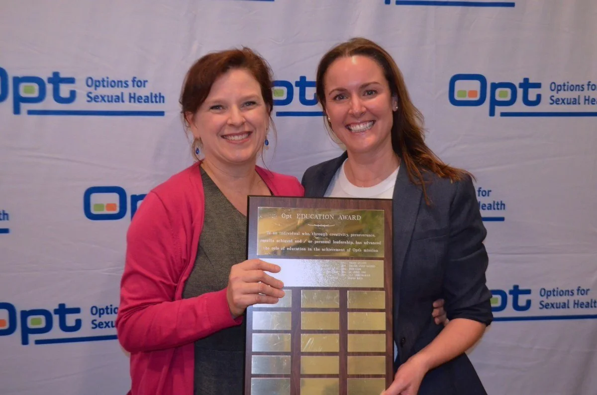 Lisa Shopland-Black and Tamara Mckay, sex therapists in BC, winning the options for sexual health excellence in teaching award
