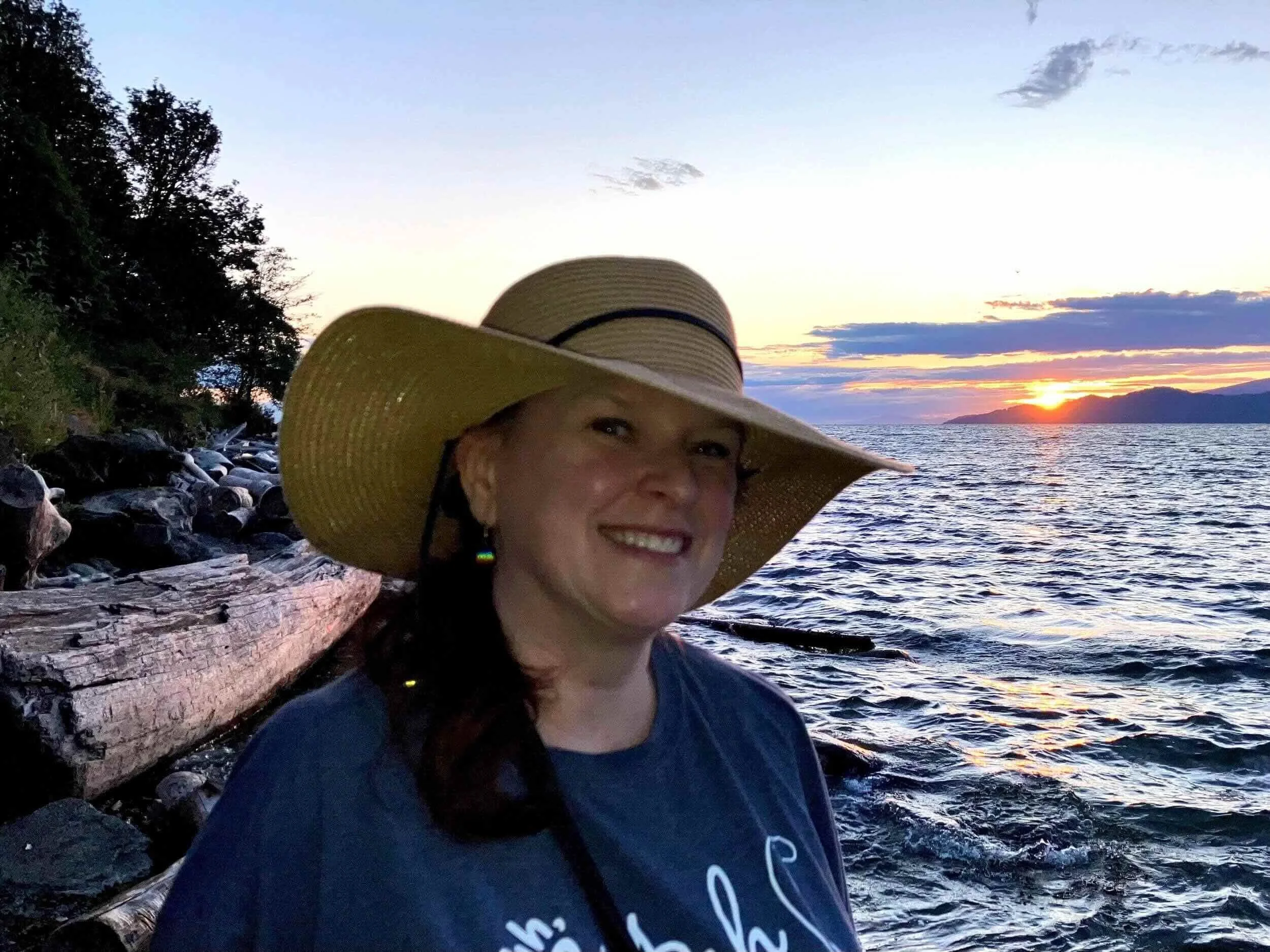 Lisa at Acadia Beach at Sunset