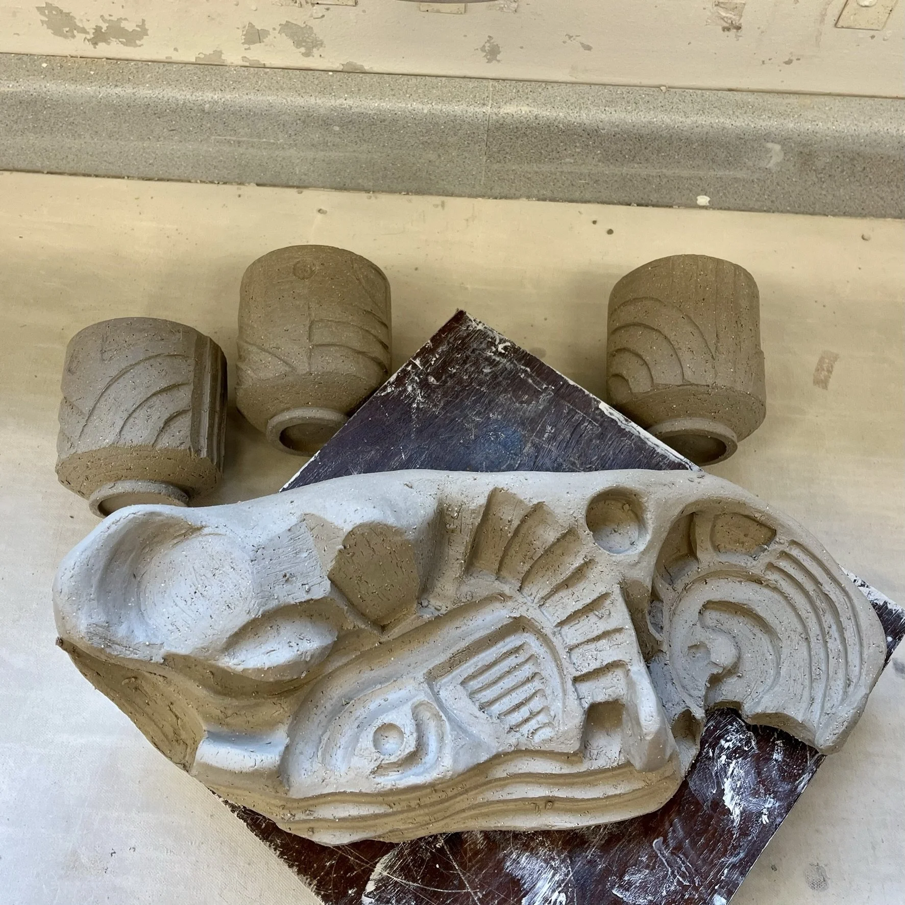 Top down view of my ventures into cup and stand set