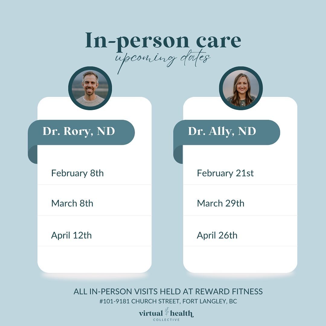 UPCOMING DATES 🗓️

Here are the dates each of our docs are going to be in-person for the next few months! 

If you have been hoping to see them in-person, or have been instructed to book an in-person appointment with them - the link is in our bio to