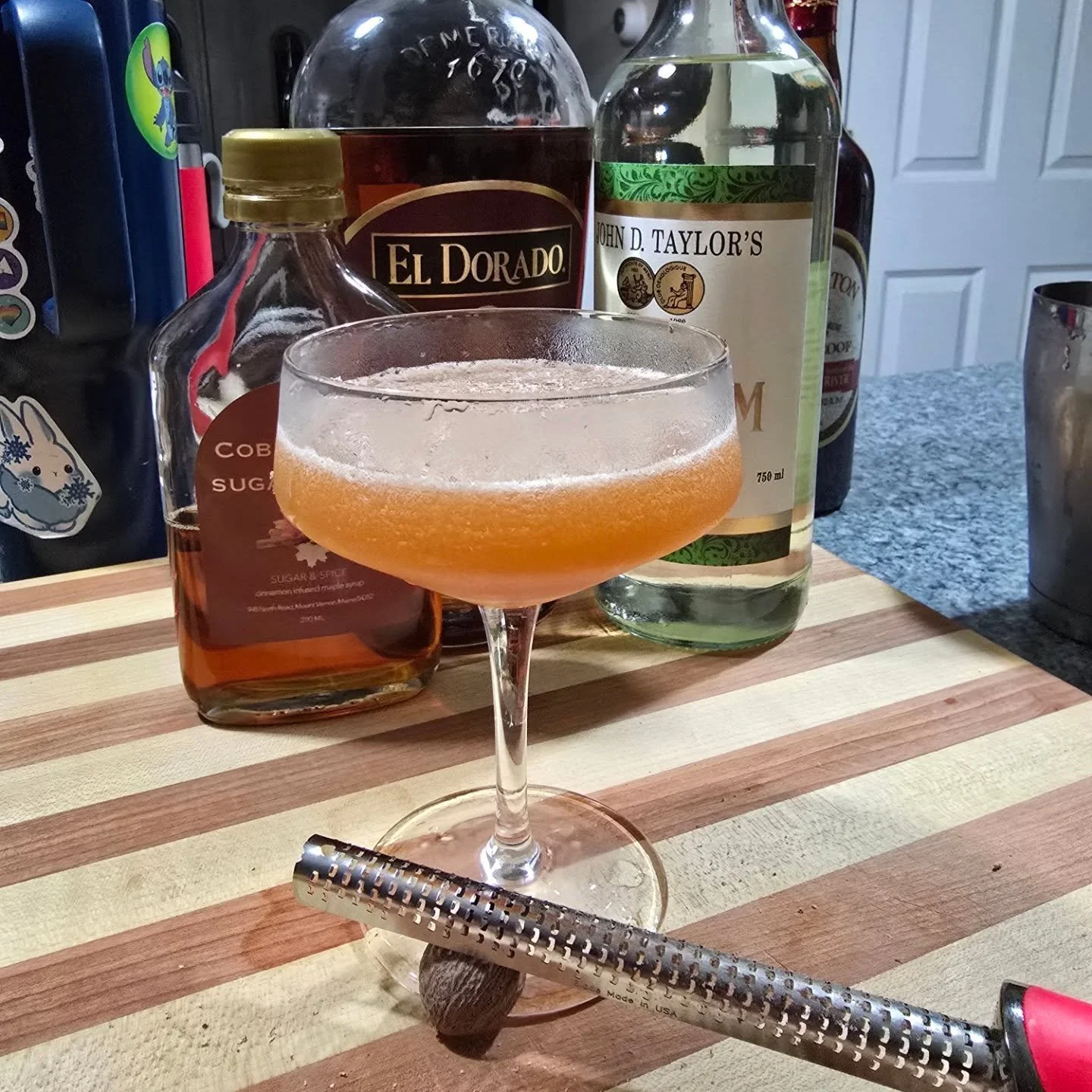 Maple Spice Engine

2 oz El Dorado 8
3/4 oz Lime Juice
1/2 oz Cinnamon Infused Maple Syrup
1/4 oz Dry Cura&ccedil;ao 
1/4 oz Velvet Falernum
2 Dashes Angostura Bitters

Shake with Ice until the shaker tin frosts over

Double Strain into a Coupe or co