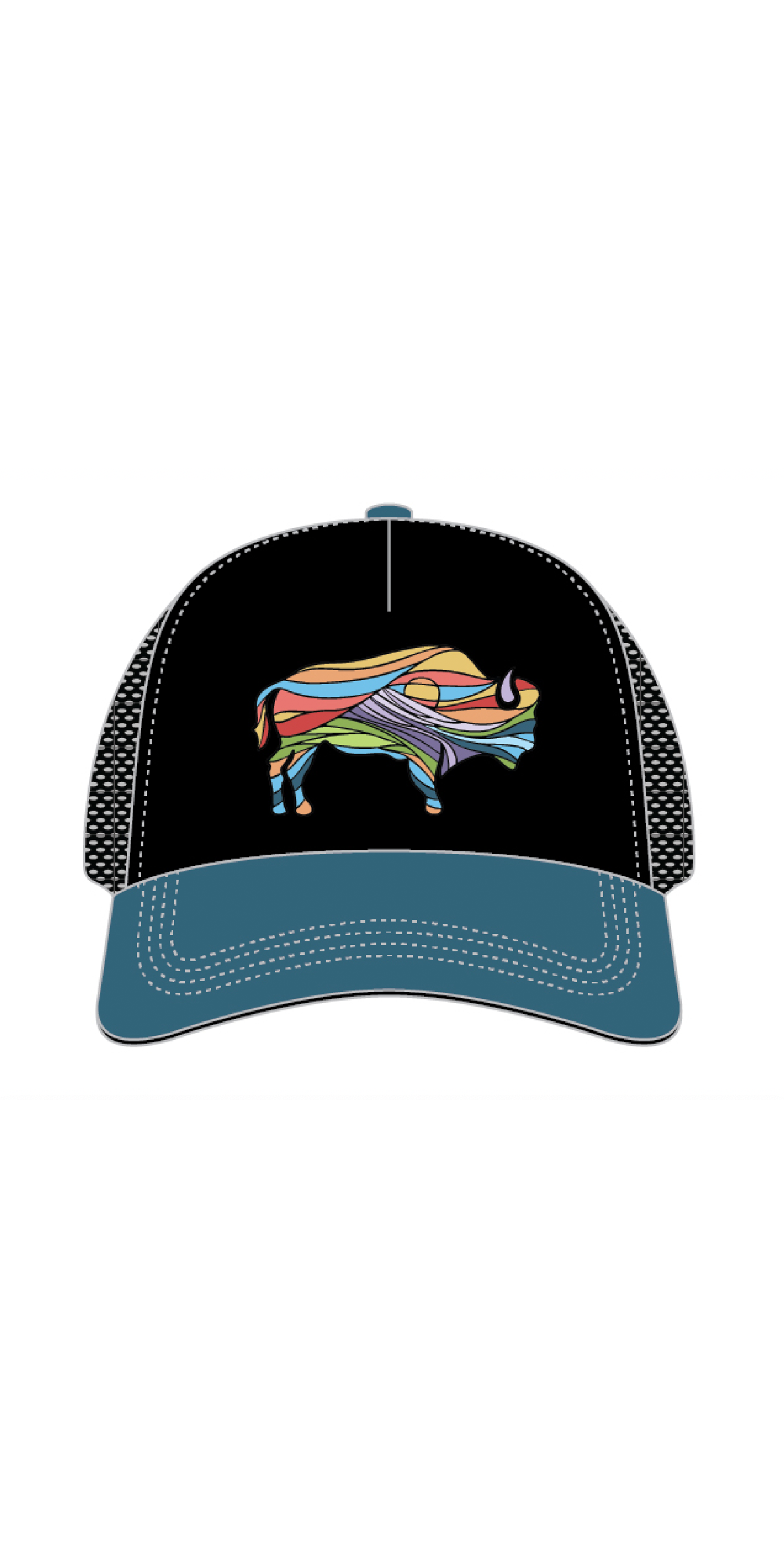 Bison Mosaic Hat Blue.png