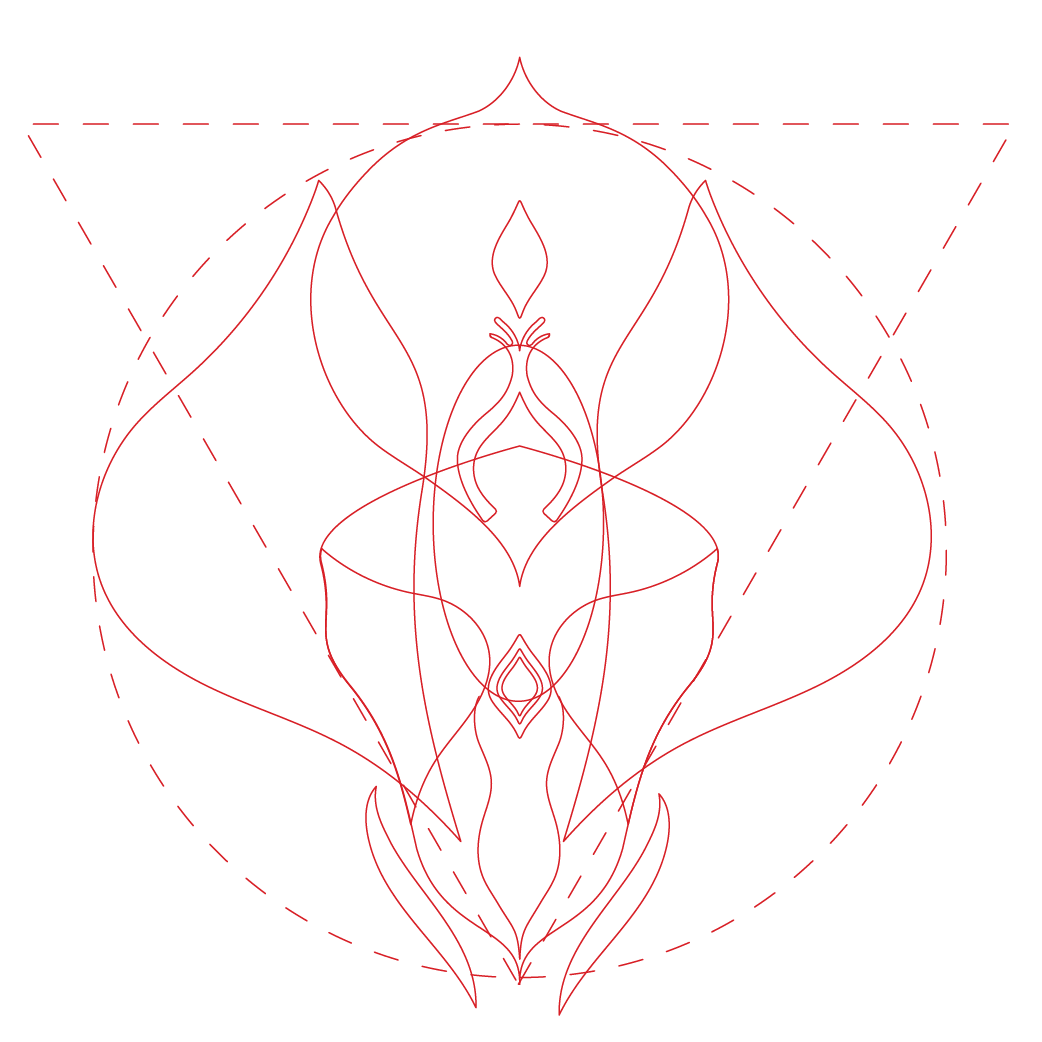 Image featuring a sketch of the structure that will later form visual language for kimono designs.