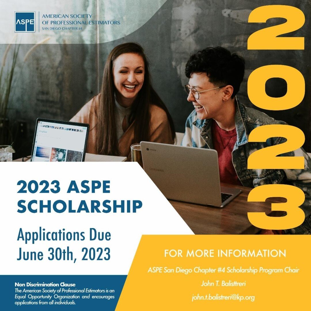 🎉We are excited to announce our annual ASPE Chapter #4 Scholarship! We are now accepting applications from qualified students, or those employed in the construction field, who demonstrate academic excellence, leadership potential, and a commitment t