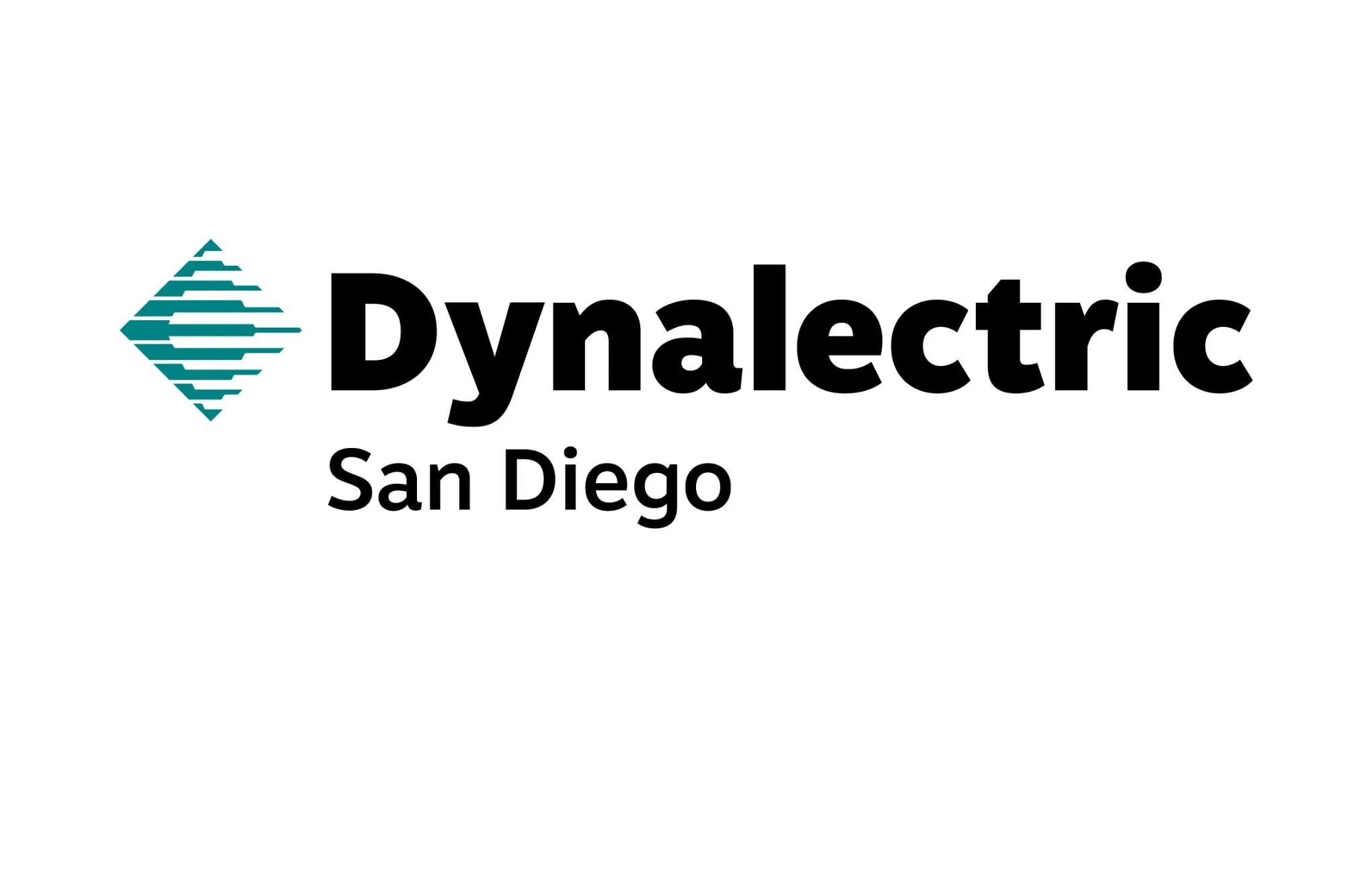 Logo for Dynalectric San Diego, featuring a stylized diamond shape and text