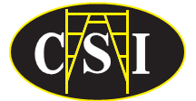 CSI logo with yellow ladder crossing the black oval background.