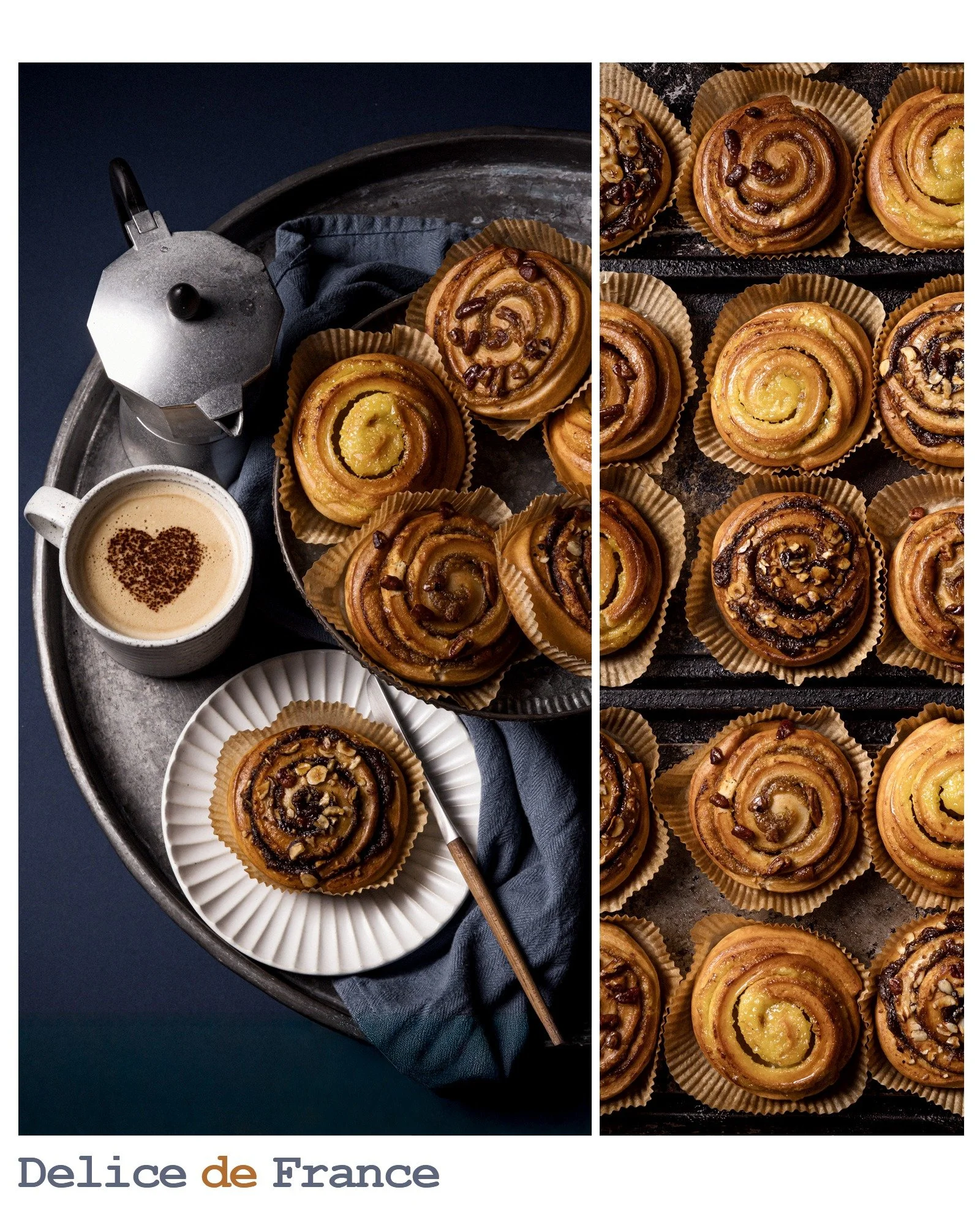 Fresh trays of Danish pastry for @delice_de_france &mdash; styled, shot, and ready for the new brochure.
Each swirl layered with care, aimed at showing the texture, colour, and richness that make them hard to ignore.
A shoot focused on form, contrast