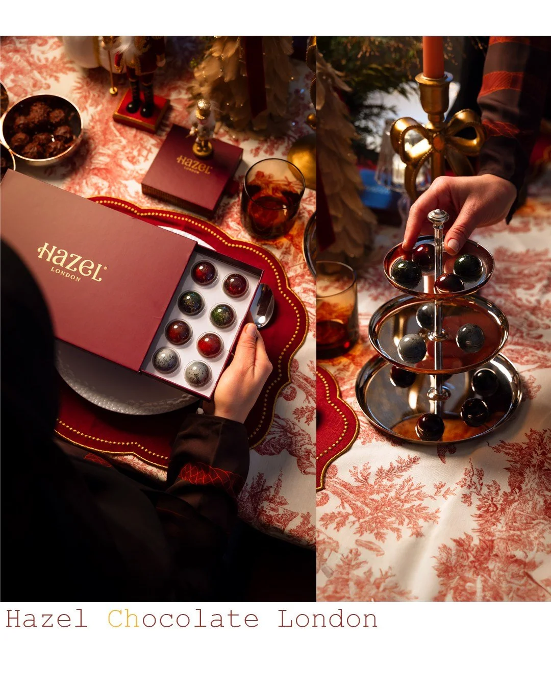 Quiet luxury in a box.
@hazelchocolatelondon bonbons, unboxed, plated, ready for gifting &mdash; thin shells, silky ganache, clean flavours, exceptional finish. 
Clean, simple photography to match the brief.
.
.
.
.
#productphotography #foodphotograp