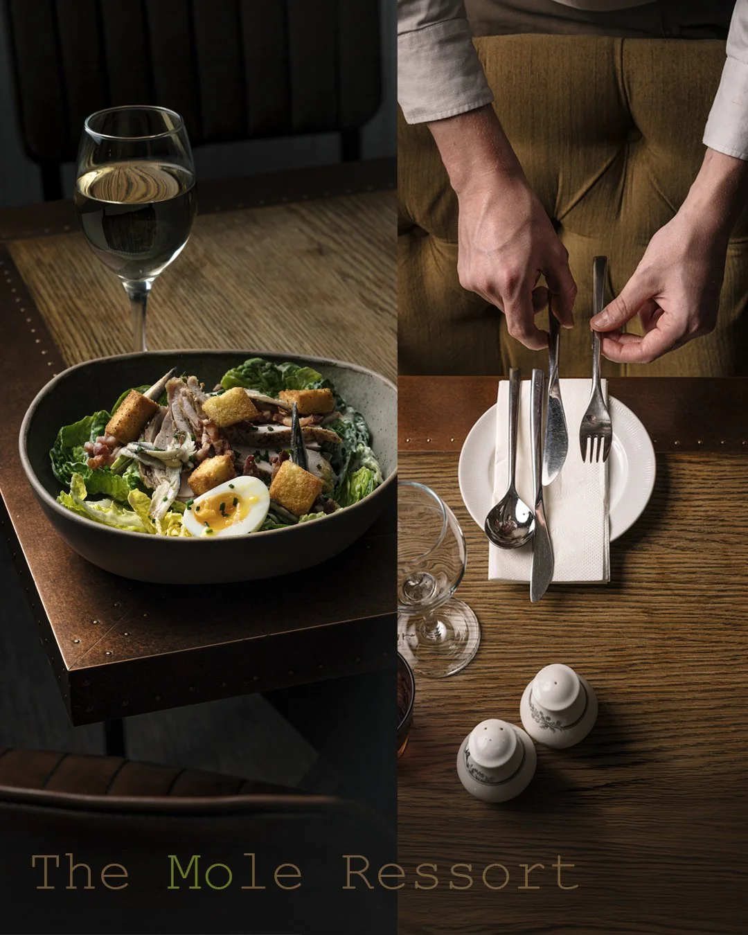 At @themoleresort , it is all about the little moments that make the room feel looked after, a proper Caesar salad on the table, the cutlery lined up, a cocktail being poured, and pudding that does not hang about. Quiet, clean compositions, and that 