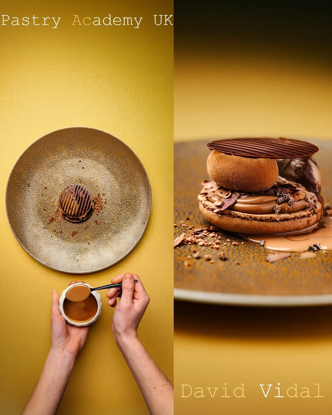 Last David Vidal masterclass @vidal31  at @pastryacademyuk  in Cheltenham, and yes, we all ended up staring at the plate like it was a crime scene. 
Chocolate, crumbs, sauce, clean lines, then the deliberate mess.
.
Photography by @faydit_photography