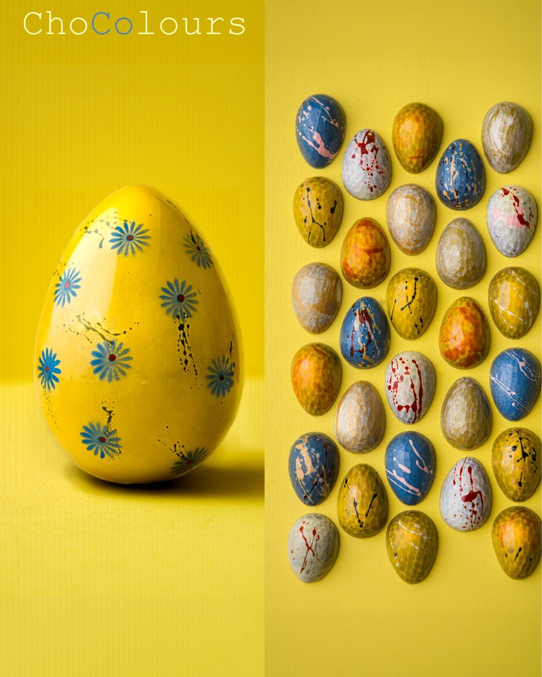 Happy Easter. A bit of chocolate colour from @_chocolours  clean shells, sharp finish, and hand painted detail that actually reads on screen.
.
Photography by @faydit_photography 
.
.
.
#Chocolate #Easter #Chocolatier #HandmadeChocolate #ProductPhoto