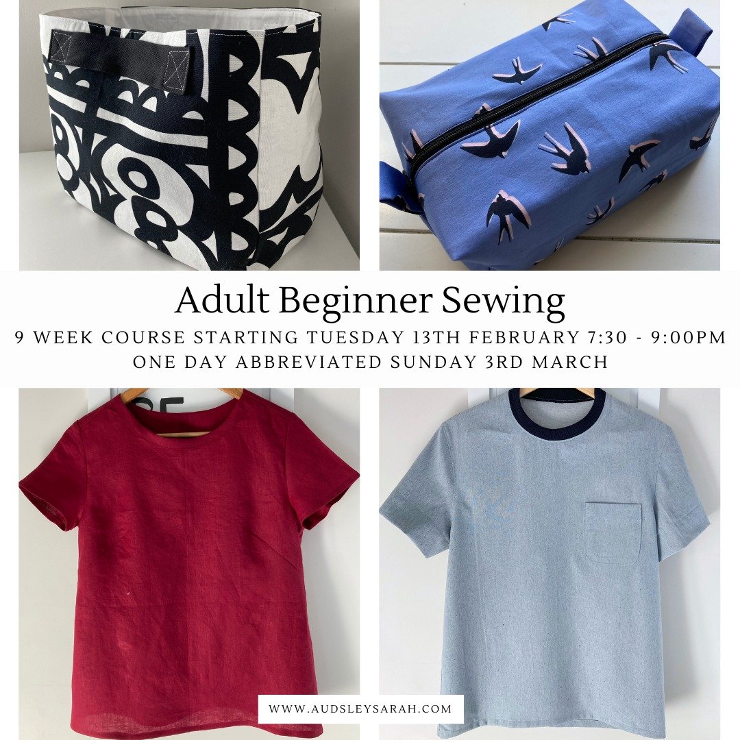 Adult Beginner Sewing is back for Term One!
There are two options this term, a 9 week course, held on Tuesdays from 7:30 - 9:00pm, starting 13th February. And a one day course held on Sunday 3rd March.
This course is gender neutral. All materials and