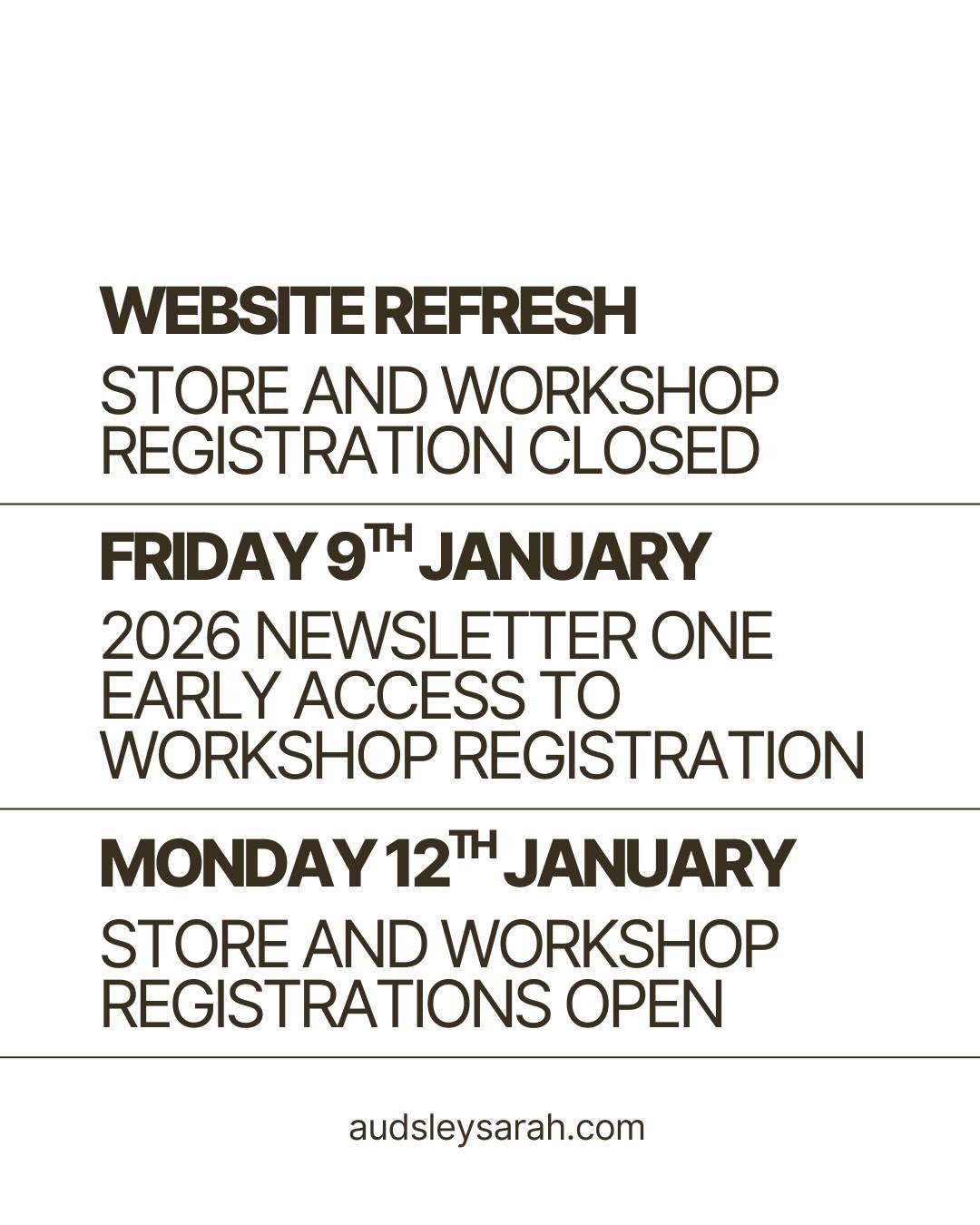 Welcome to 2026! Some exciting happenings have been brewing behind the scenes within the workroom. The store is closed for the week with new products being loaded and a range of new workshops/courses Auds has been developing over 2025. If you would l