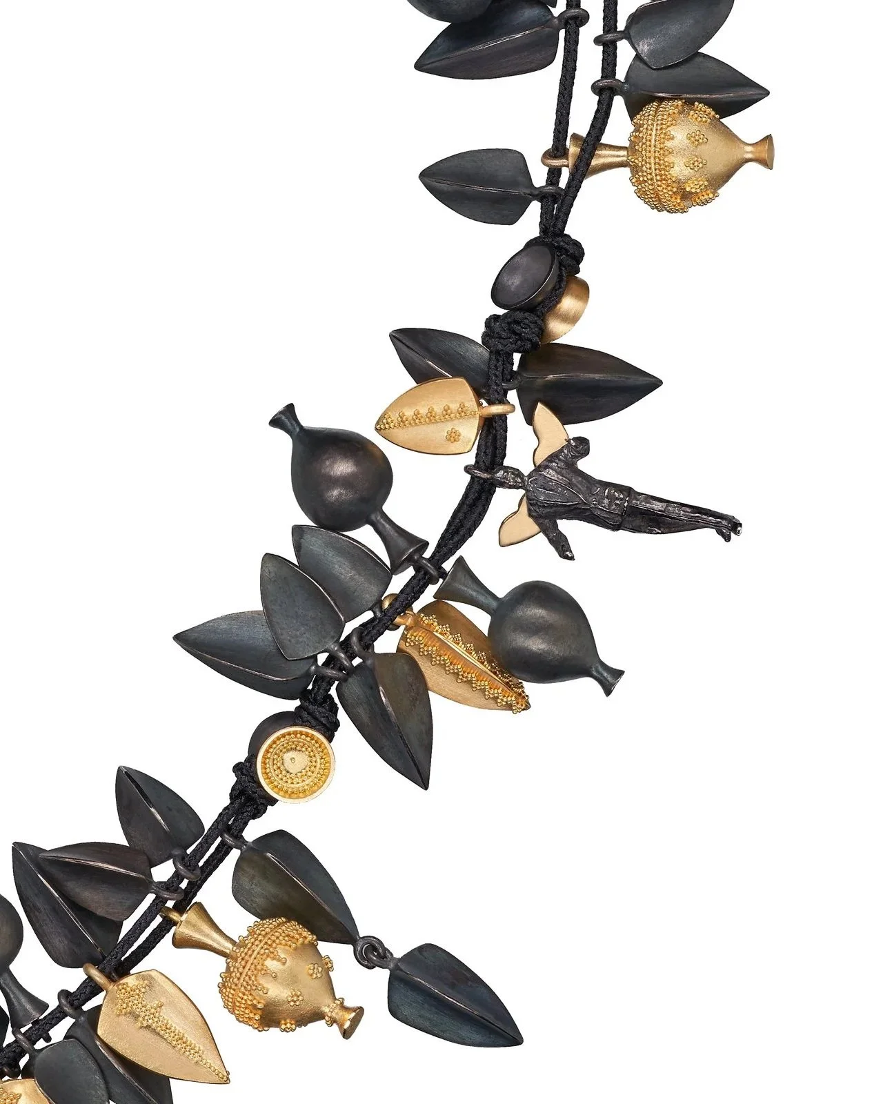 Third Millennium Revival Neclace. 900/- Gold,  blackened 925/- Silver