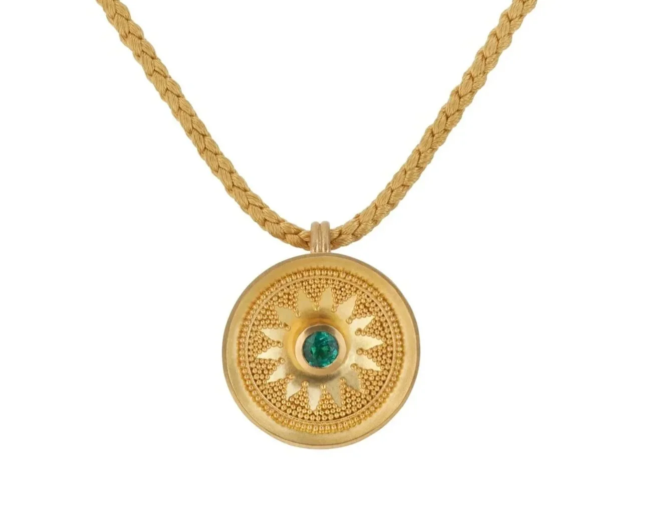 Konkaver Smaragd Anhänger. 900/- Gold
