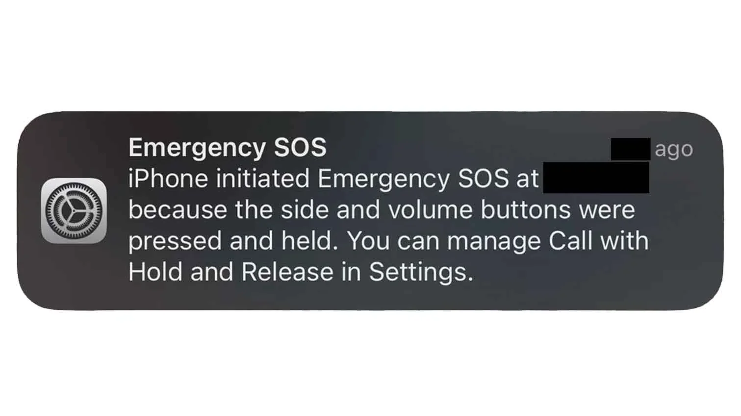 Screenshot of an iPhone Emergency SOS Notification