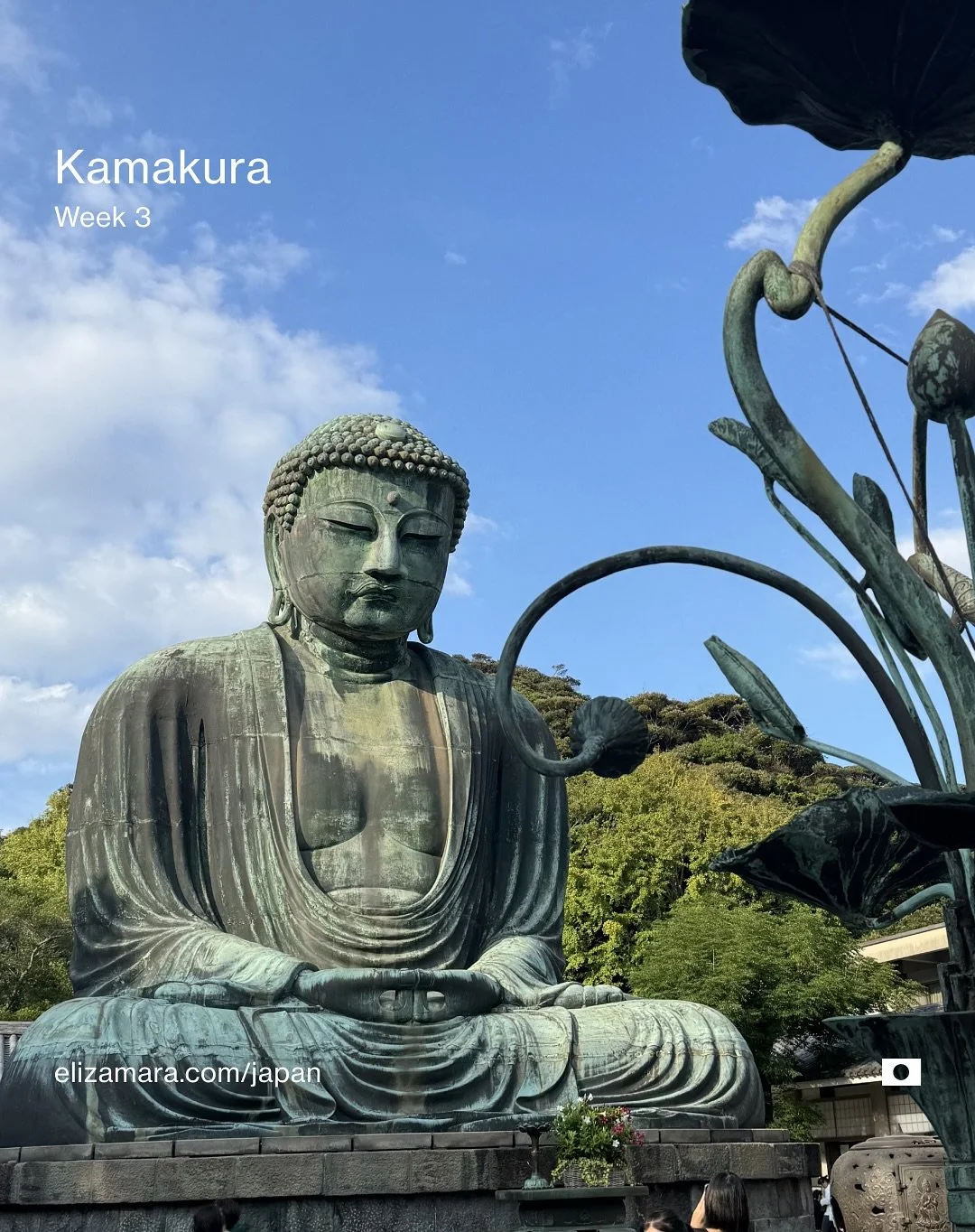Officially half way of my residency and not sure how to feel about it

Explored more Kamakura and Enoshima, more temples and more embroidery. Saw the Great Buddha and it&rsquo;s 45 kg slippers and the famous Enodo line train, I mean taking the coasta