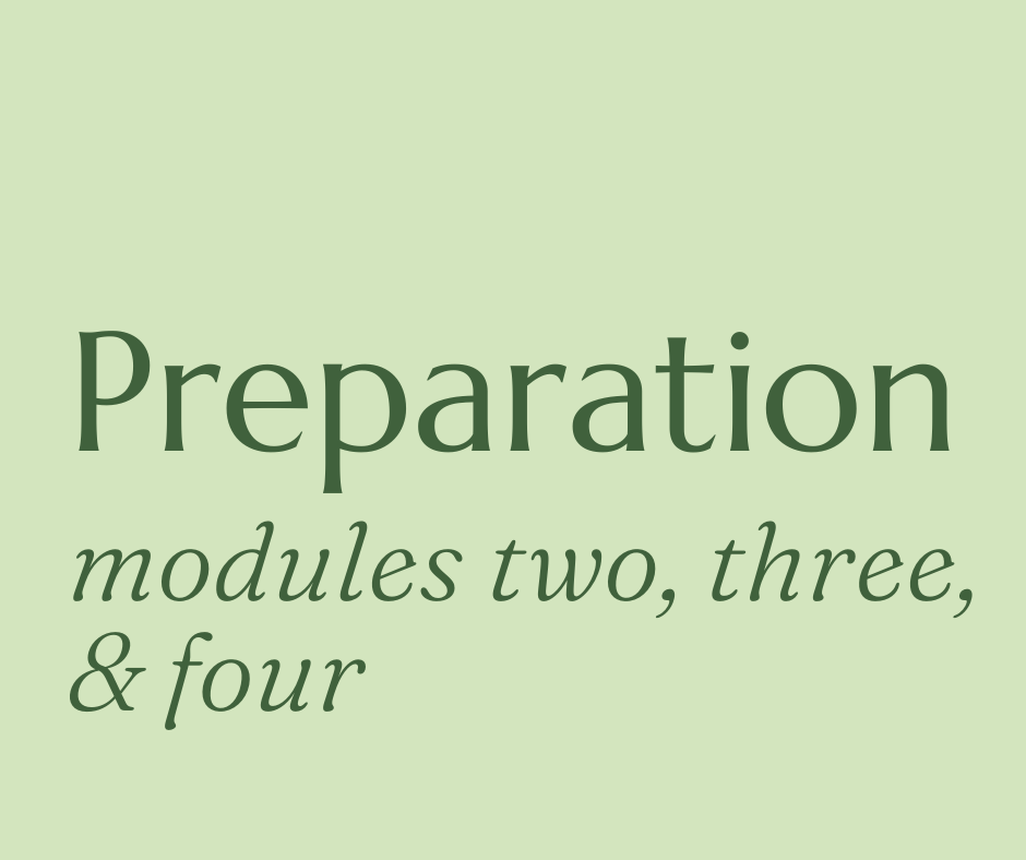 The Preparation/          Modules 2, 3, &amp; 4 