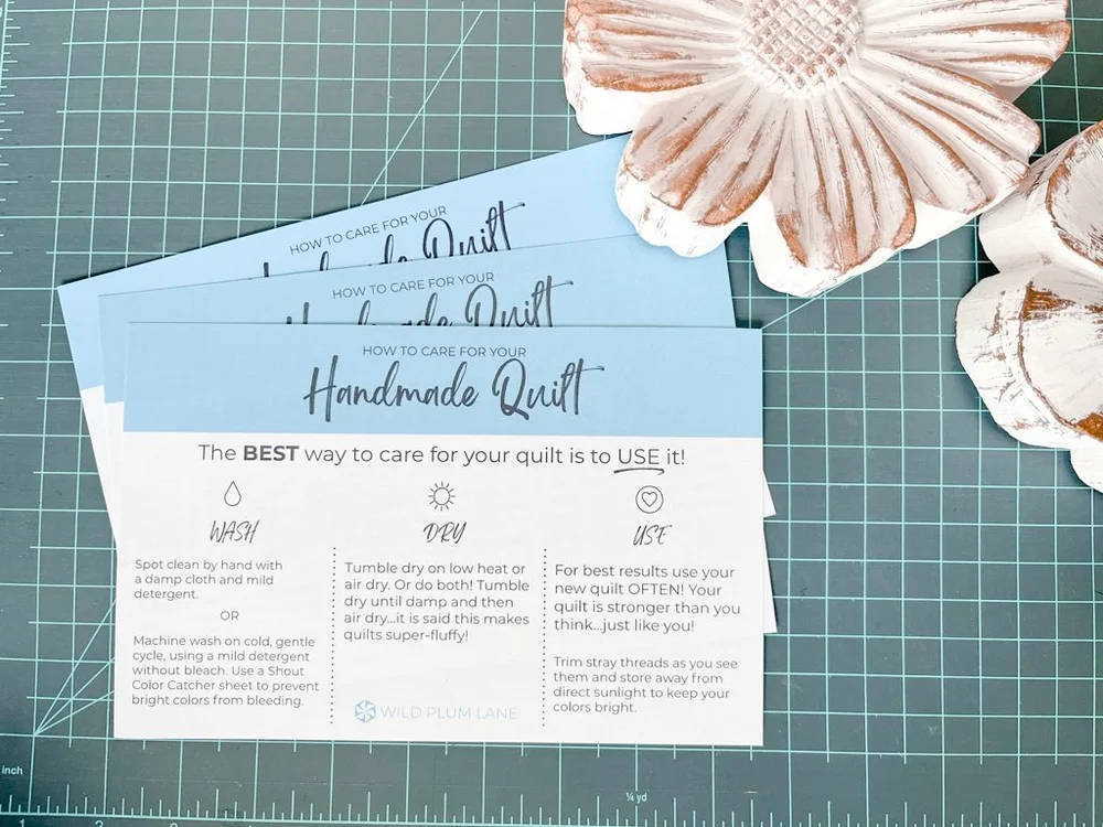 Free Printable Quilt Care Card — Wild Plum Lane