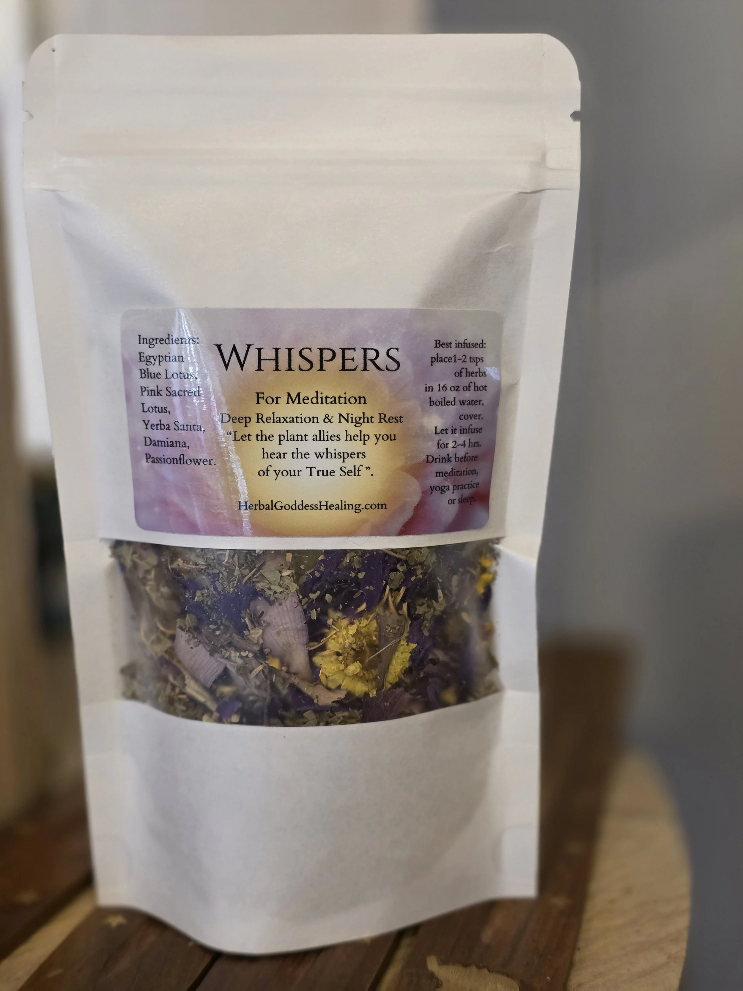 Whispers Meditation Herbal Tea with Blue & Pink Lotus