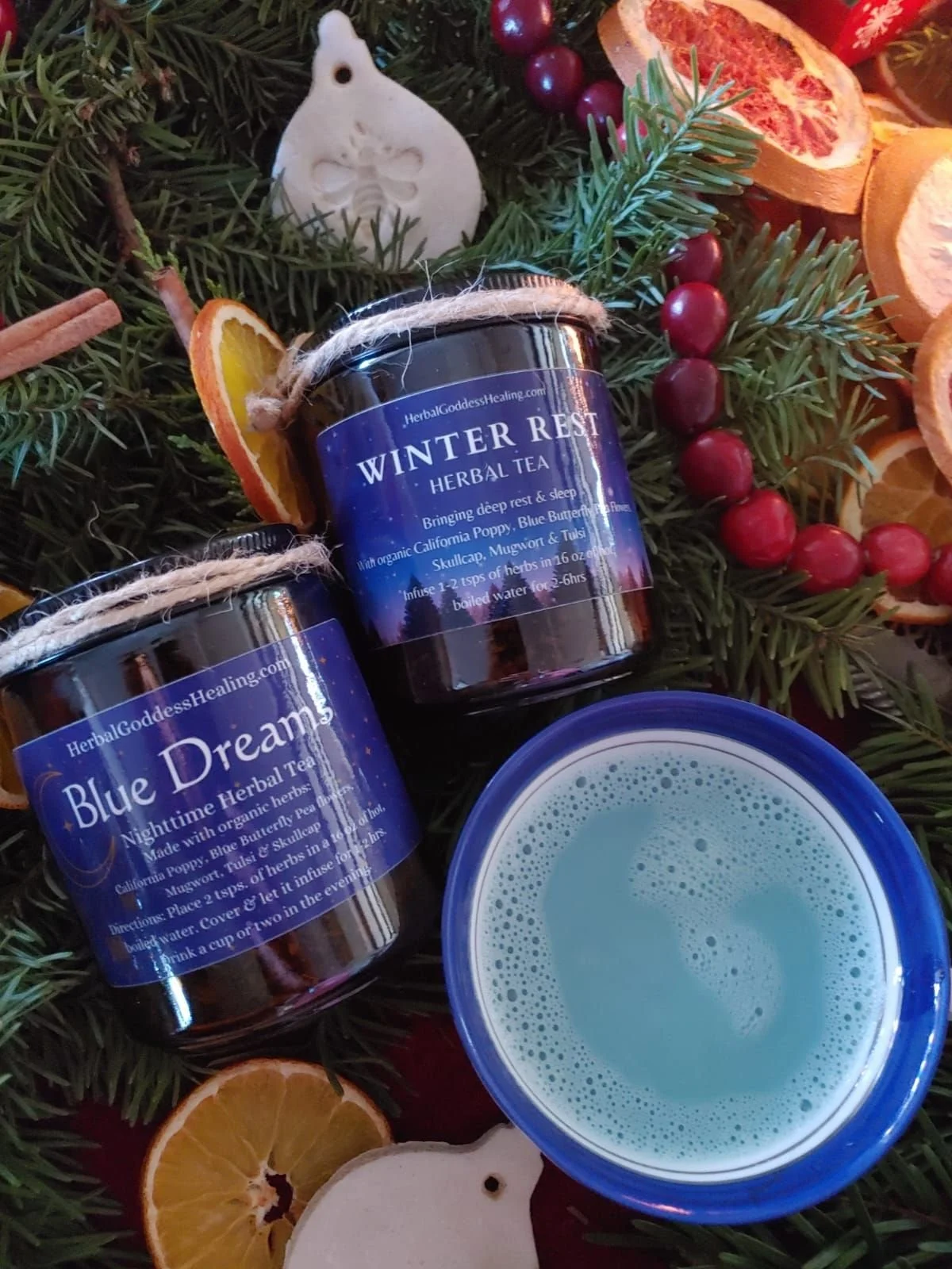 Winter Rest aka Blue Dreams Nighttime Herbal Tea (in amber glass jar)