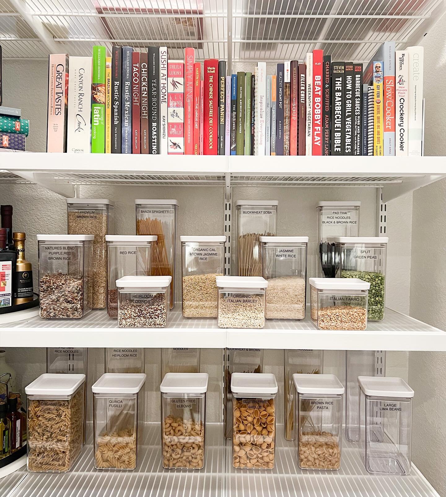✨ l a b e l ✨ 
We took this pantry to the next level with custom elfa + alllll the labels! Our customer had an impressive amount of dry goods so we decanted and labeled each one. We loved how it turned out!