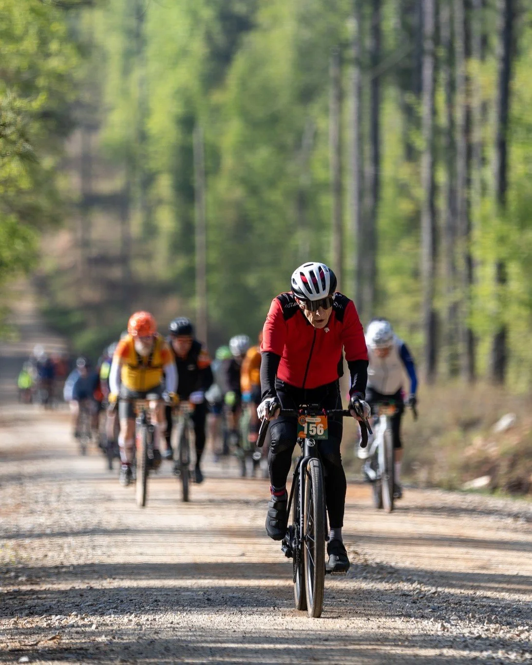 The Southern Gothic courses feature all the trademarks of a good day of Rollin'. Tall pines, a mix of crush and red dirt, bridges closed to vehicles, and of course gently* Rolling gradients. We are right on the Fall Line after all. But nothing you ca