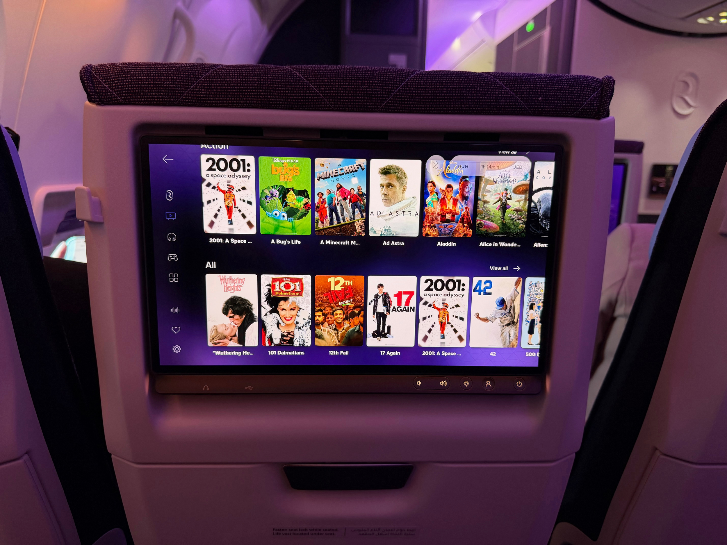 Riyadh Air 787-9 entertainment screen