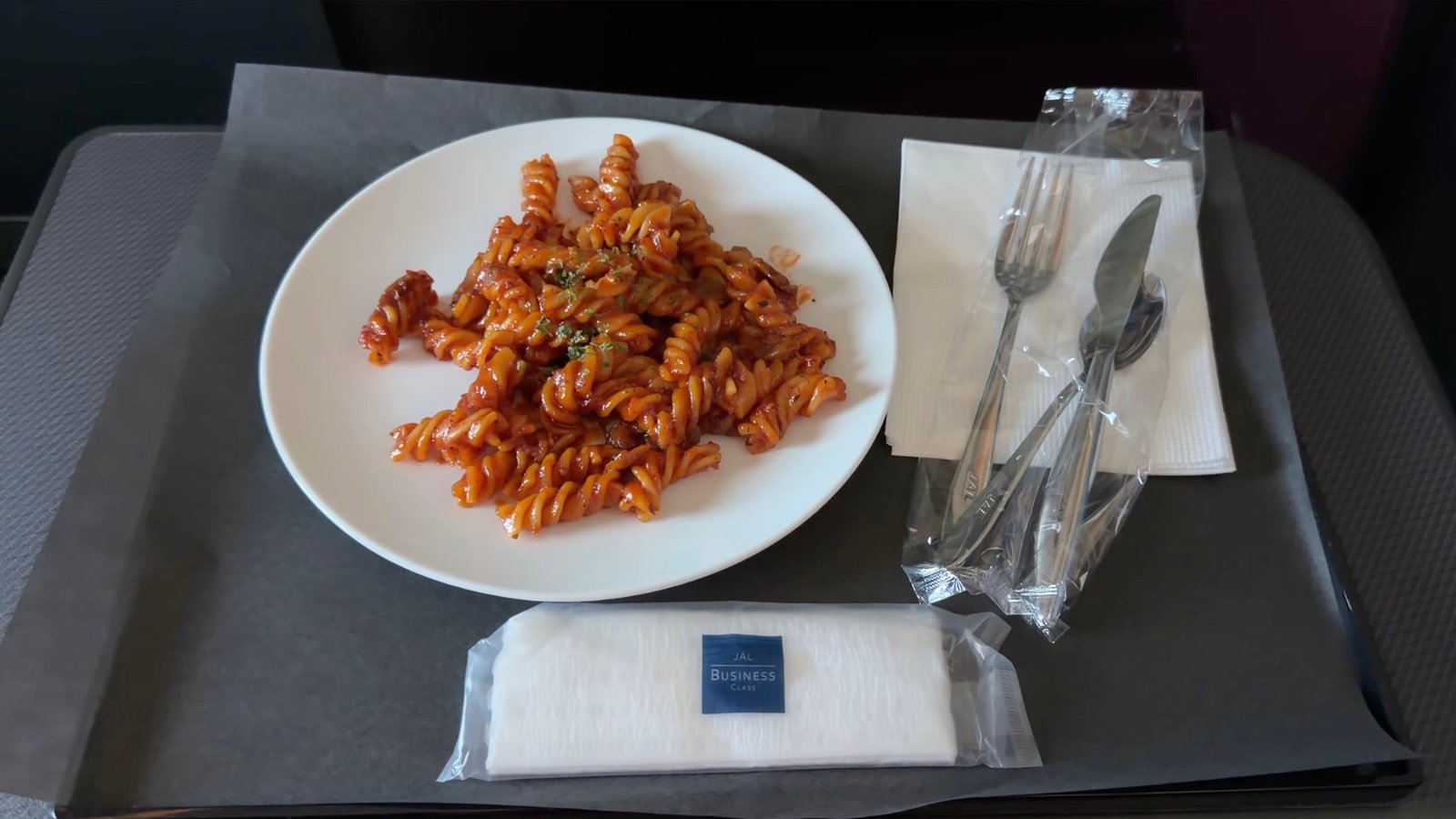 japan-airlines-a350-1000-business-class-roasted-garlic-pasta