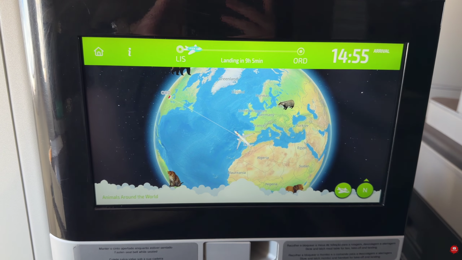 TAP Portugal A330-900 business class inflight map
