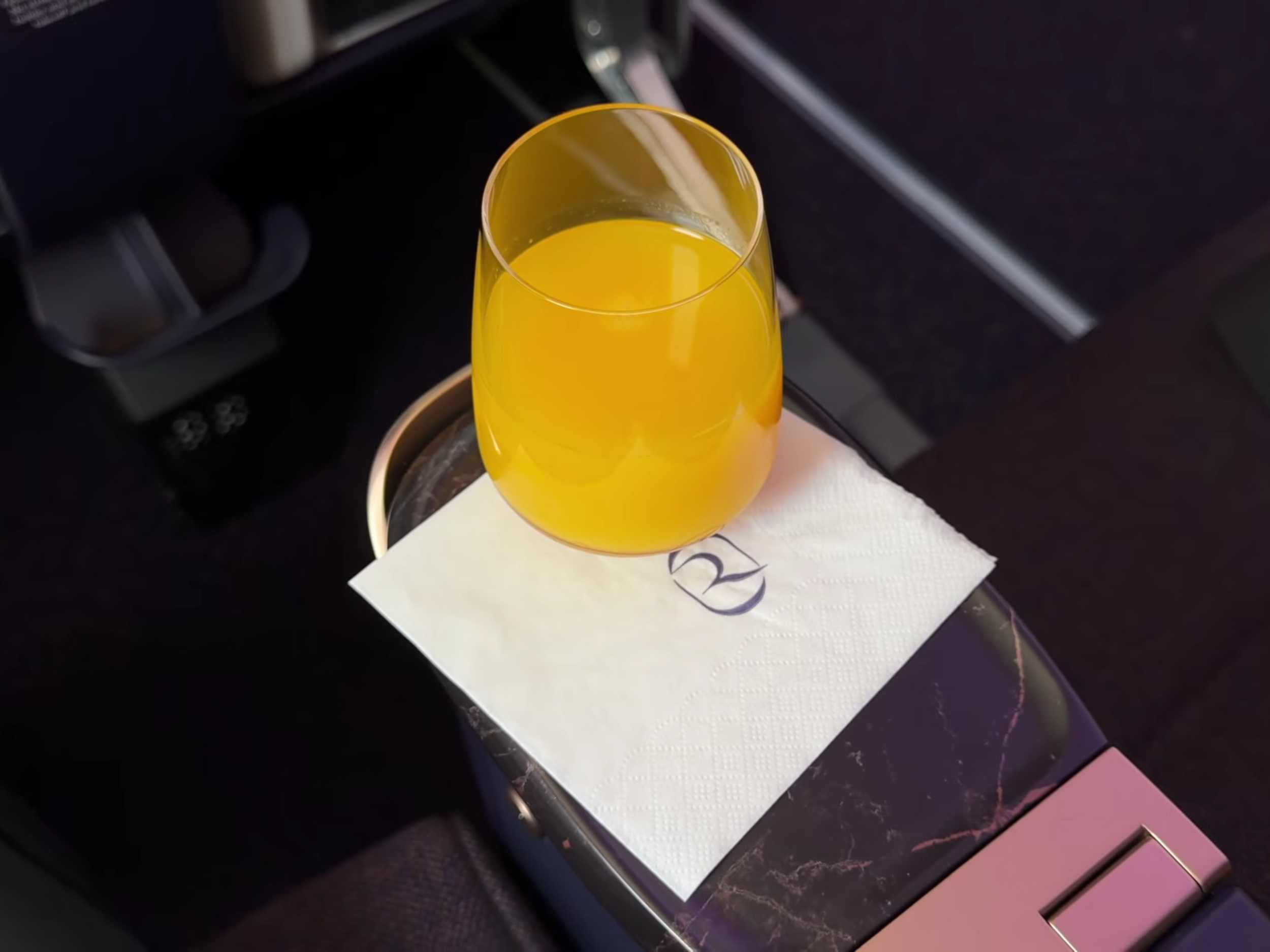 Riyadh Air 787-9 premium economy class pre departure drink