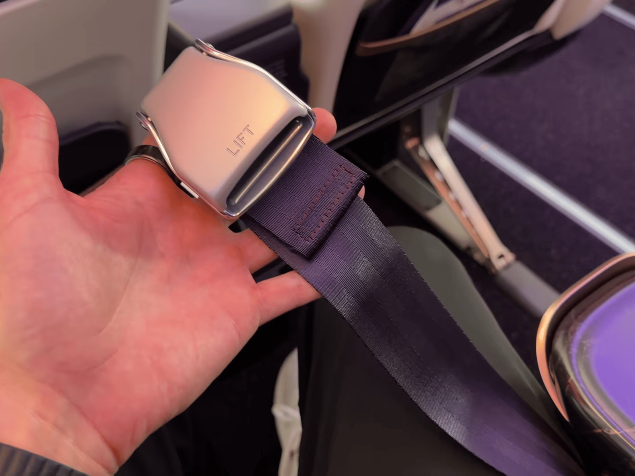 Riyadh Air 787-9 premium economy class seatbelt