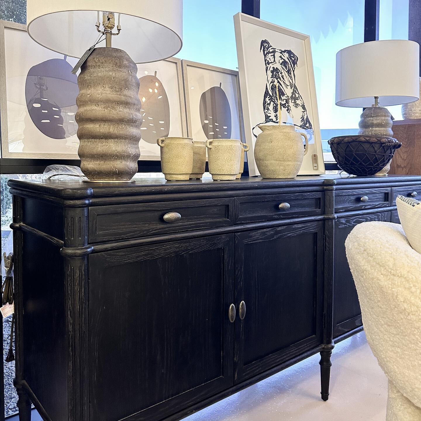 New pieces are in! We&rsquo;re loving this vintage European style flare featured on our new Toulouse Sideboard. Ready for purchase right off the floor!
