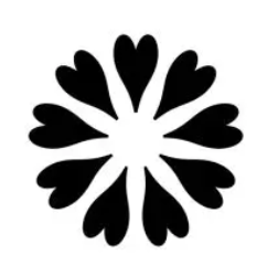 Geometric drawing of an outline square with sections divided by vertical, horizontal, and half circle lines.