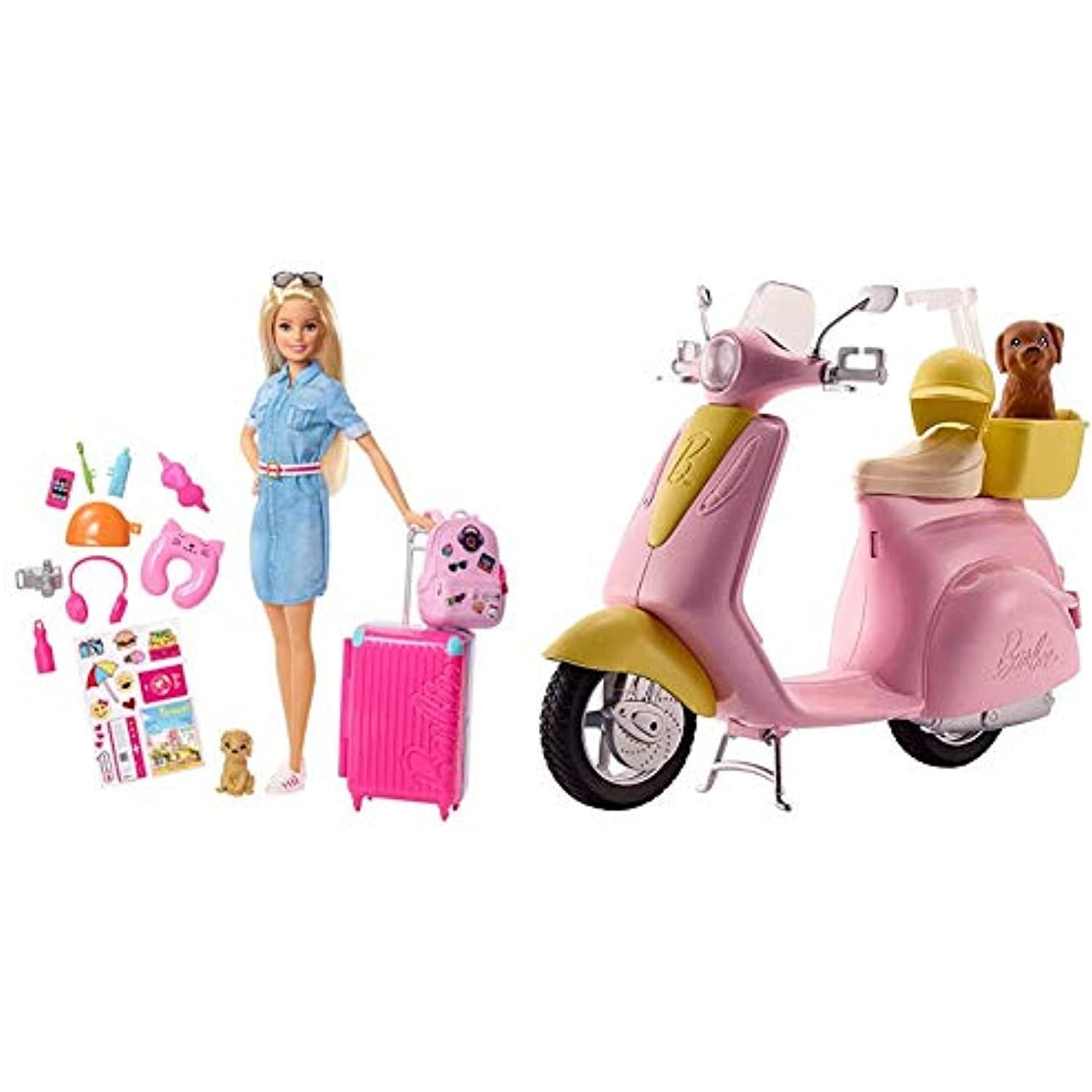 Vehicle, Pink Scooter Barbie FRP56 ESTATE Mo-Ped Motorbike for Doll 
