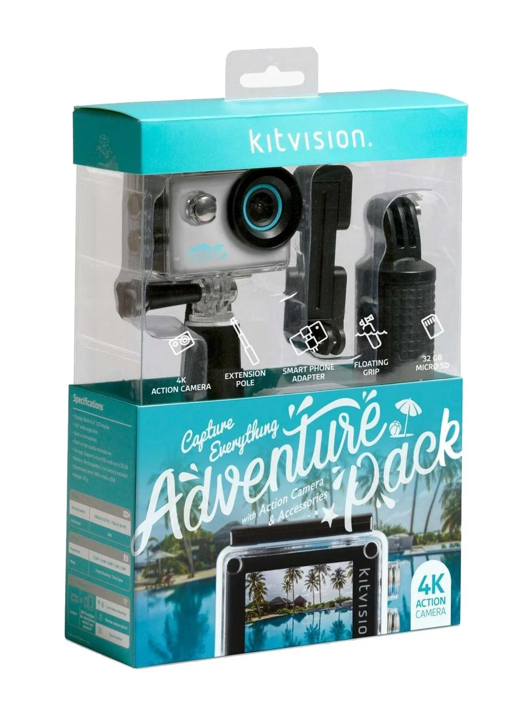 Kitvision 4K Adventure Pack Action Camera with Wi-Fi