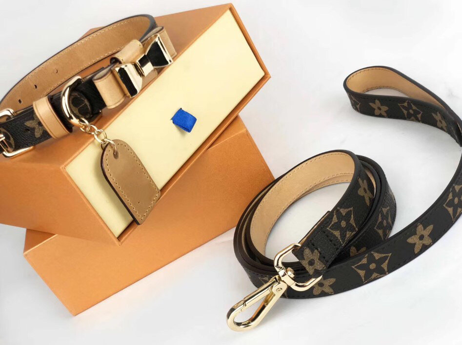 Louis Vuitton Monogram Pet Dog Two-Piece Leash and Collar Set at 1stDibs