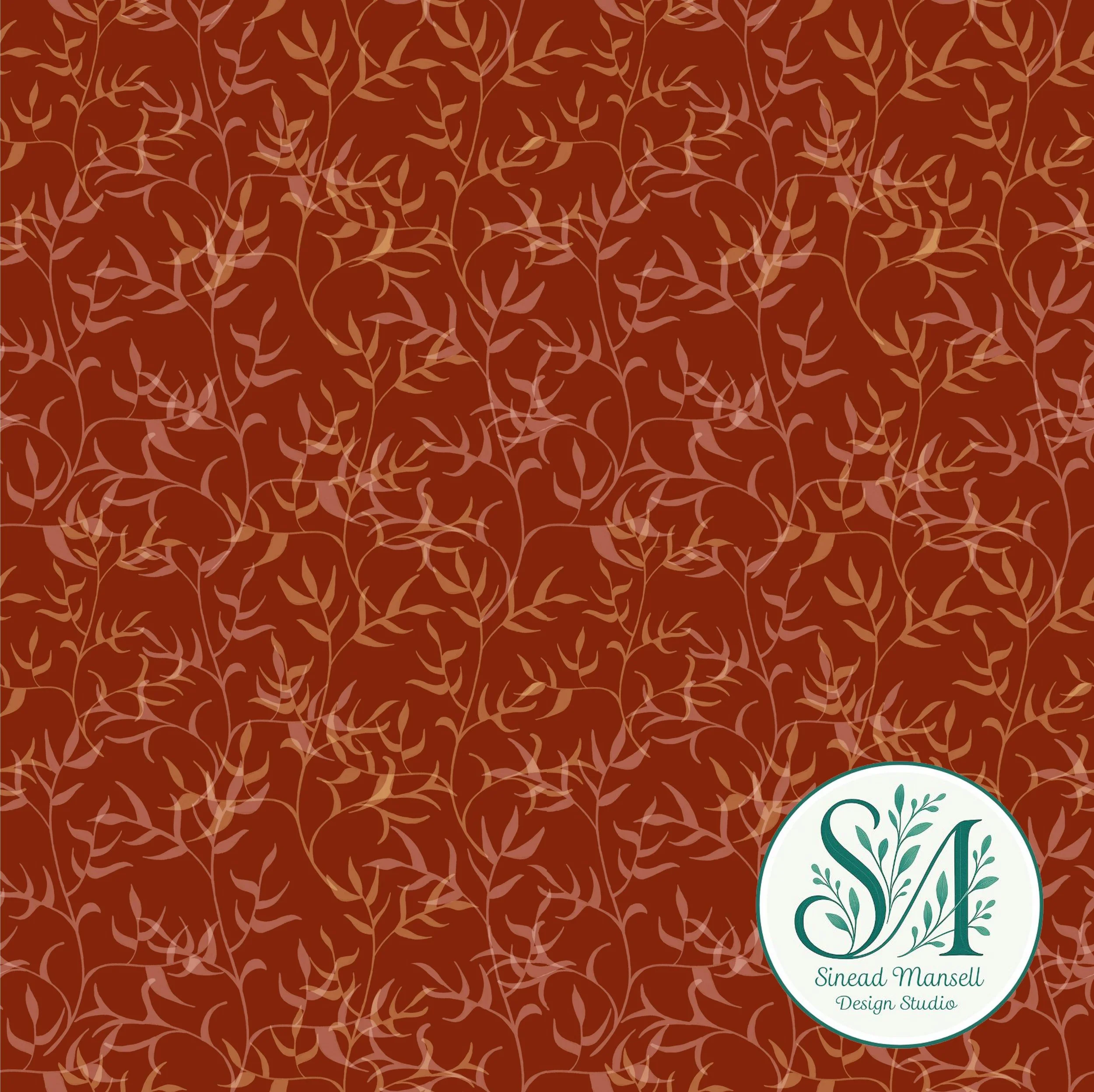 Leaf swirl on rich brown repeat logo.jpg