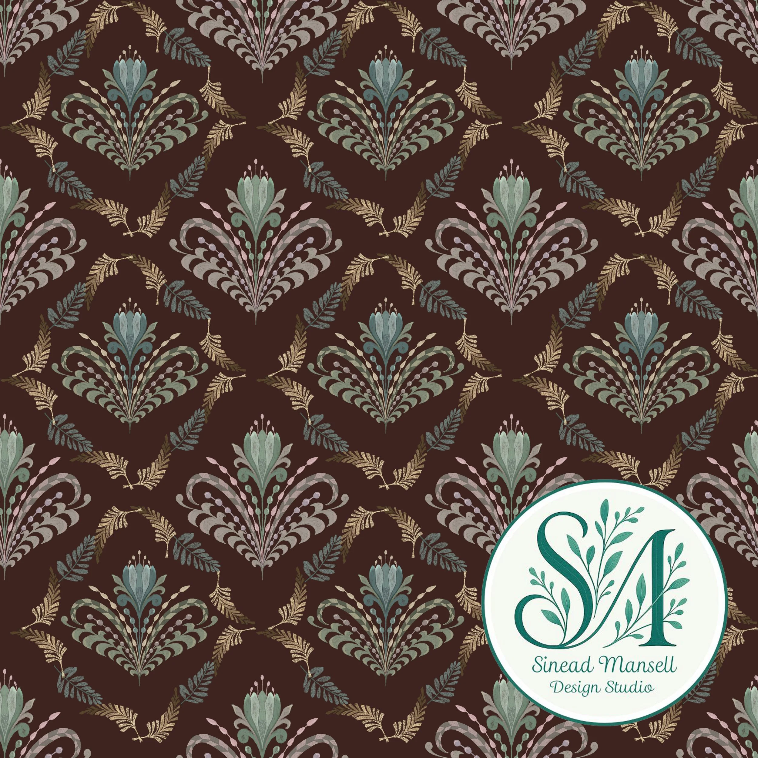 Damask floral on brown with logo.jpg