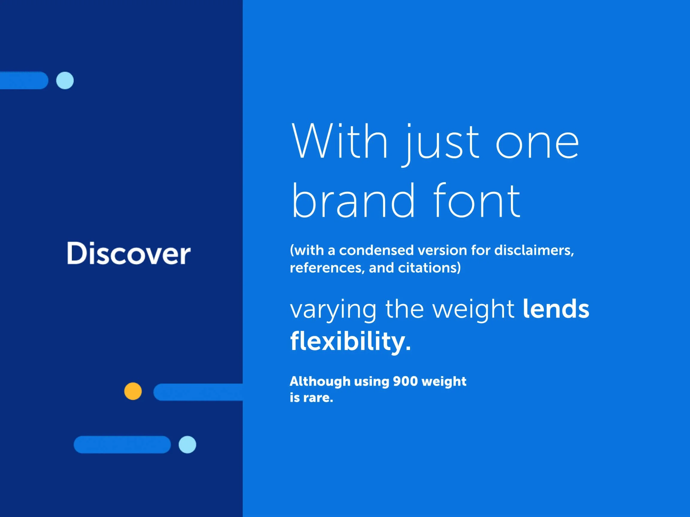 Advertisement highlighting the benefits of a brand font, emphasizing versatility and flexibility, with a blue background and white text.