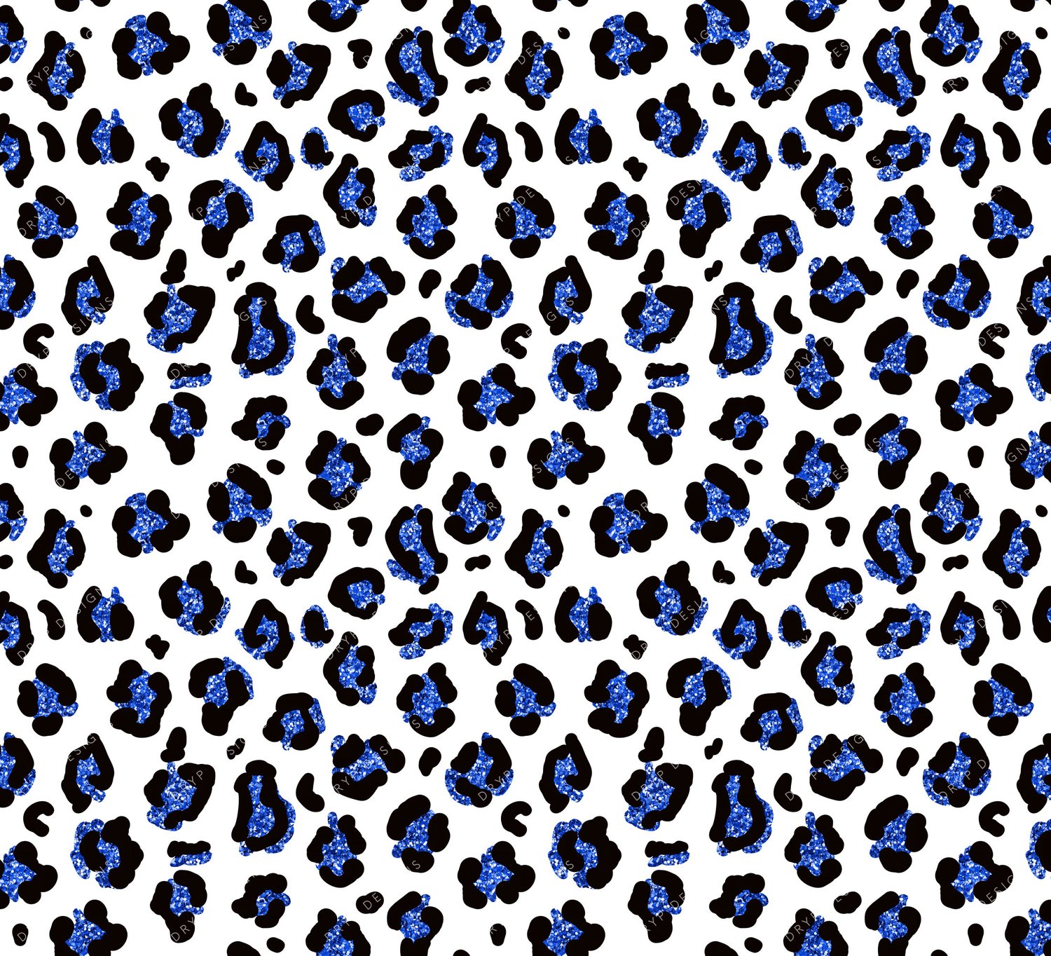 Blue Glitter Leopard Print Seamless Pattern PNG — drypdesigns