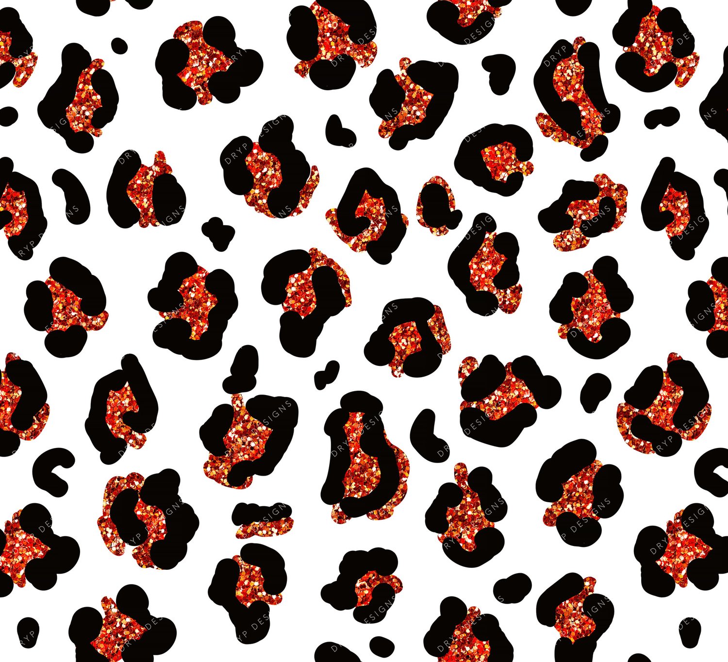Golden Red Glitter Leopard Print Seamless Pattern PNG — drypdesigns