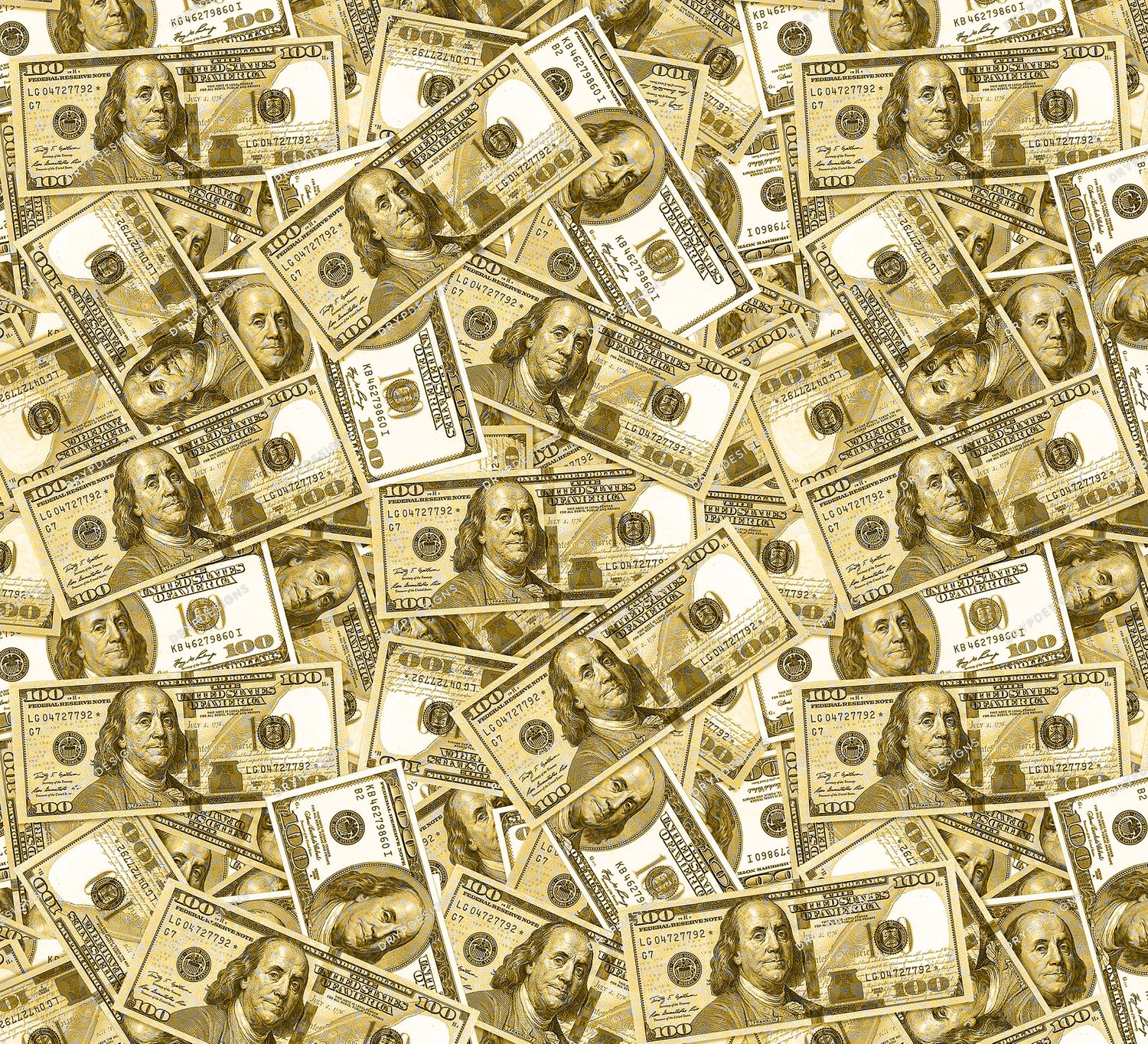 100 Dollar Bills Gold Money Seamless Digital Background — drypdesigns
