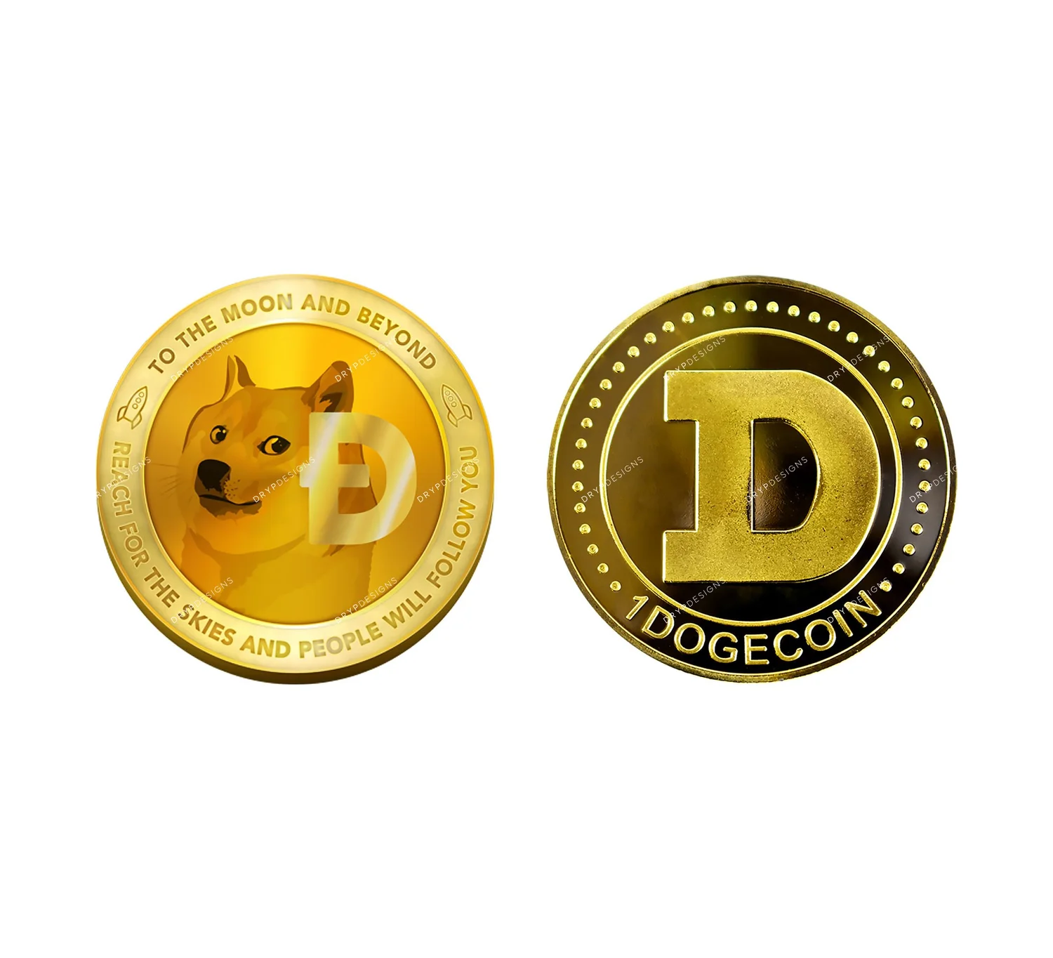 Gold Dogecoin PNG Digital Graphic Bundle — drypdesigns