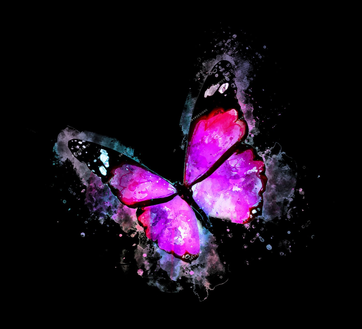 Pink + Purple Watercolor Butterfly PNG — drypdesigns