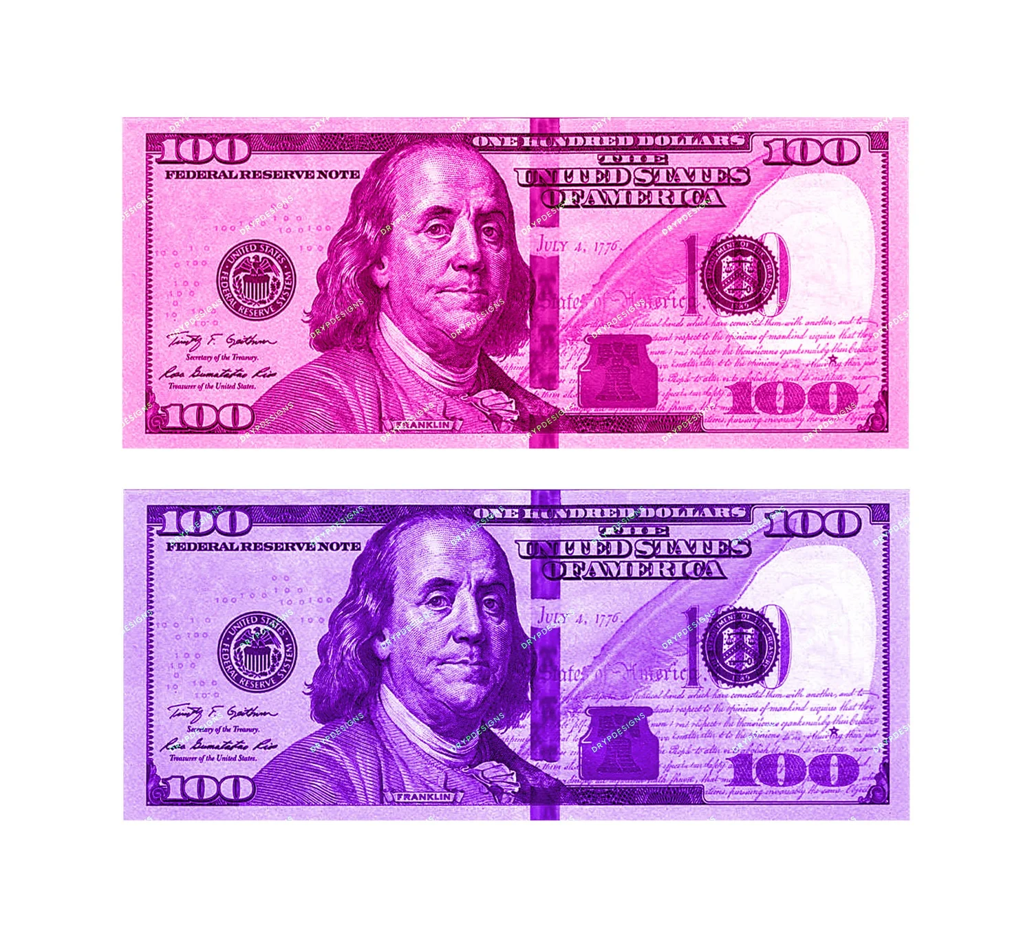 Purple + Pink Money 100 Dollar Bills PNG — drypdesigns