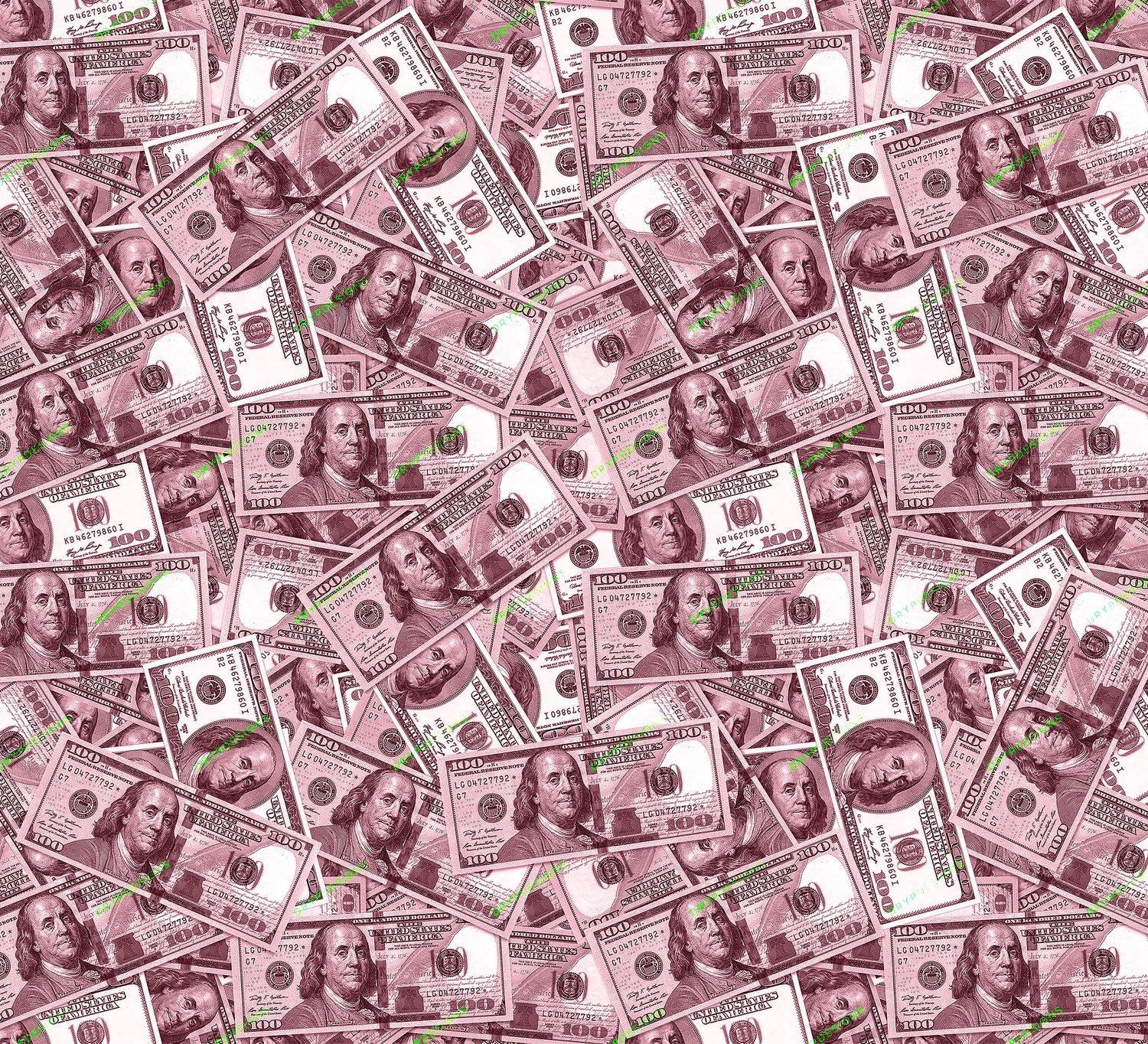 Blush Pink Money Background Seamless 100 Dollar Bills PNG — drypdesigns